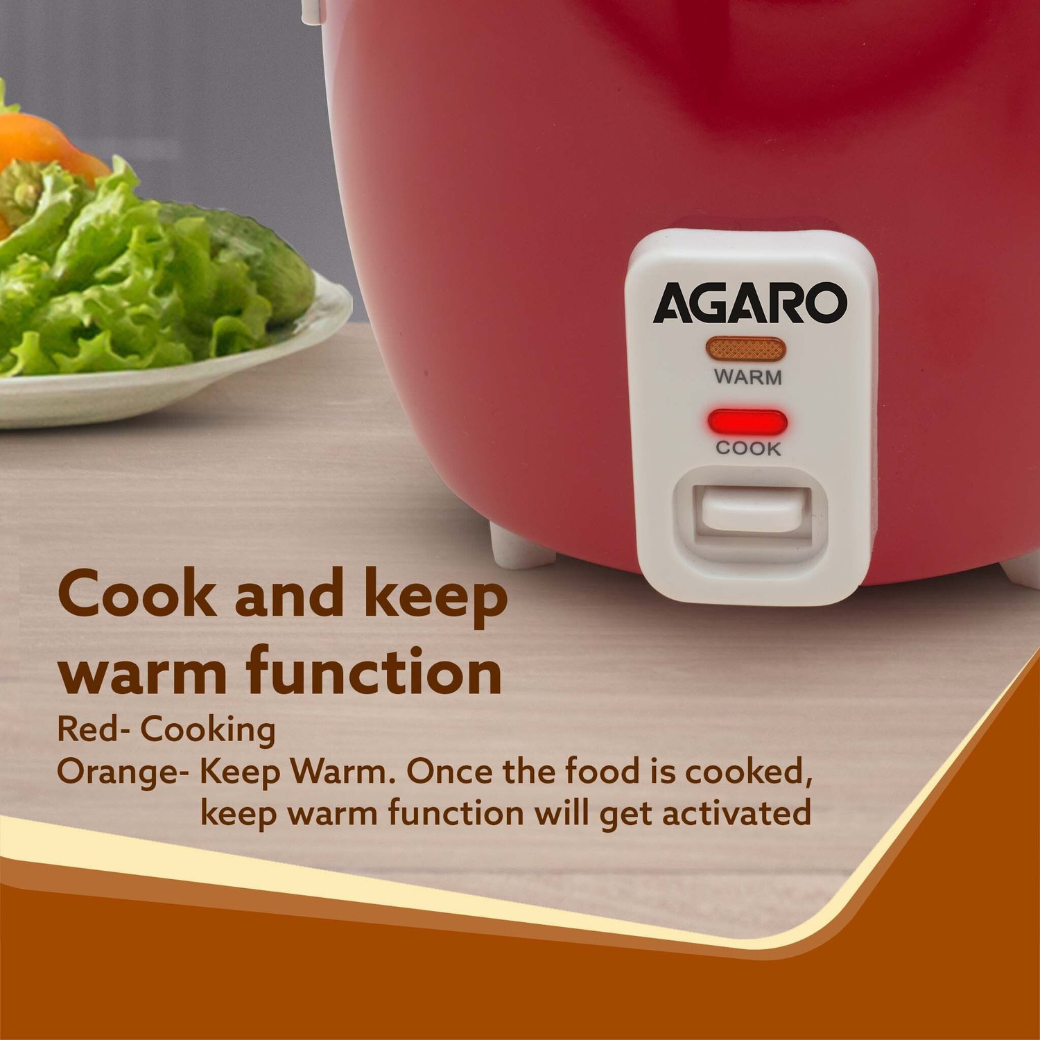 Image of AGARO Elegant Electric Rice Cooker, 1L, 400W, Automatic Boiler, Electric Rice Cooker