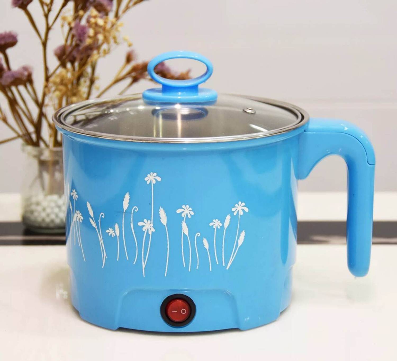 AVIRA OVERSEAS Electric Mini Cooking Pot with Glass Lid & Handle, Multi-Purpose Rice Cooker, Egg Cooker, Travel Cooker — Rice & Electric Cookers