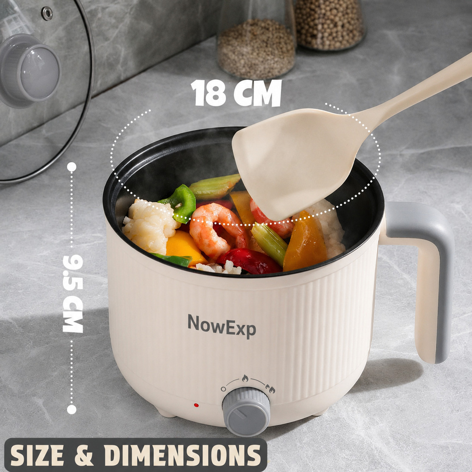 Image of NowExp Newexp Electric Cooker / Multi-Functional Hot Pot with Steamer Air Fryer, Egg Boiler, Deep Fryer, Food Steamer, Rice Cooker, Travel Cooker, Egg Roll Maker