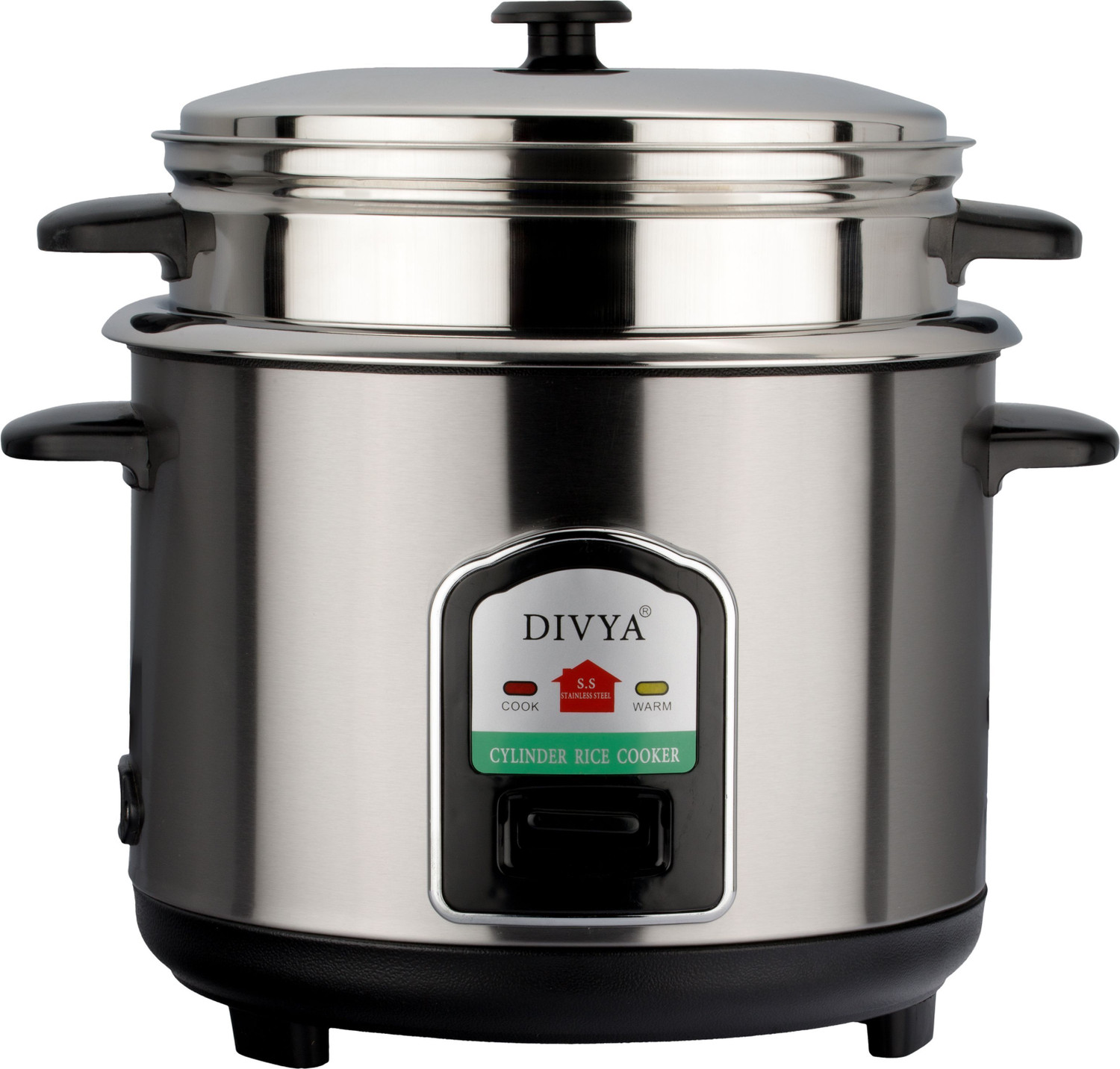 Image of DIVYA Stainless Steel 1.8 Litres Cylinder Electric Rice Cooker with Steaming Feature