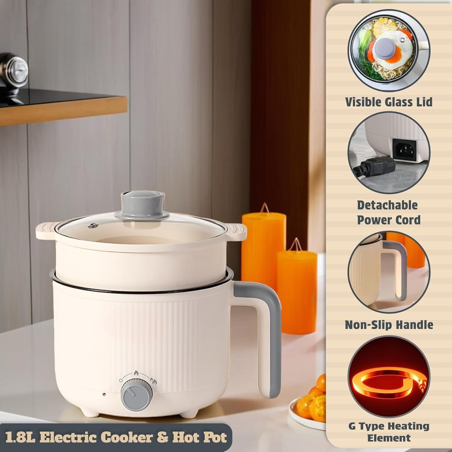 Image of NowExp Newexp Electric Cooker / Multi-Functional Hot Pot with Steamer Air Fryer, Egg Boiler, Deep Fryer, Food Steamer, Rice Cooker, Travel Cooker, Egg Roll Maker