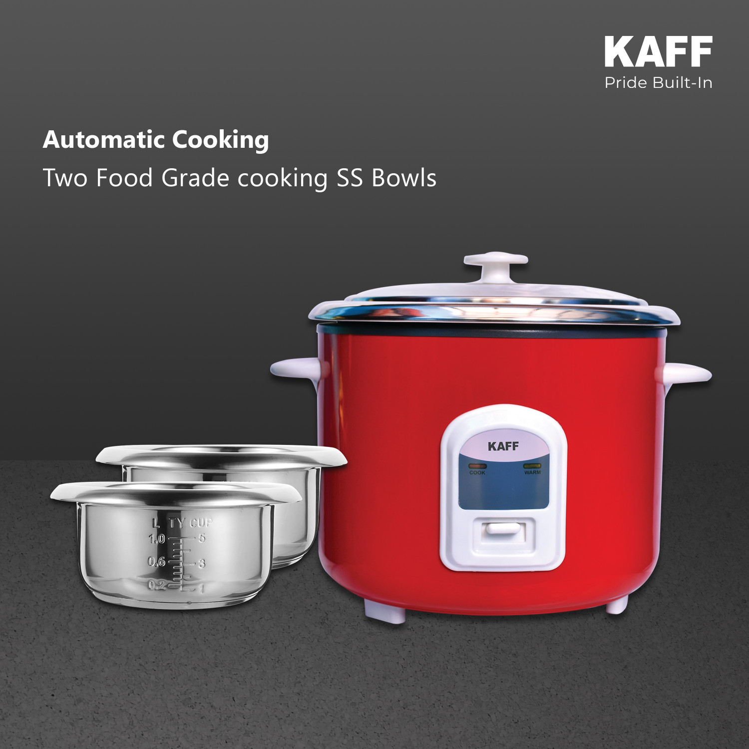 Image of Kaff SARC18-R Electric Rice Cooker with Steaming Feature