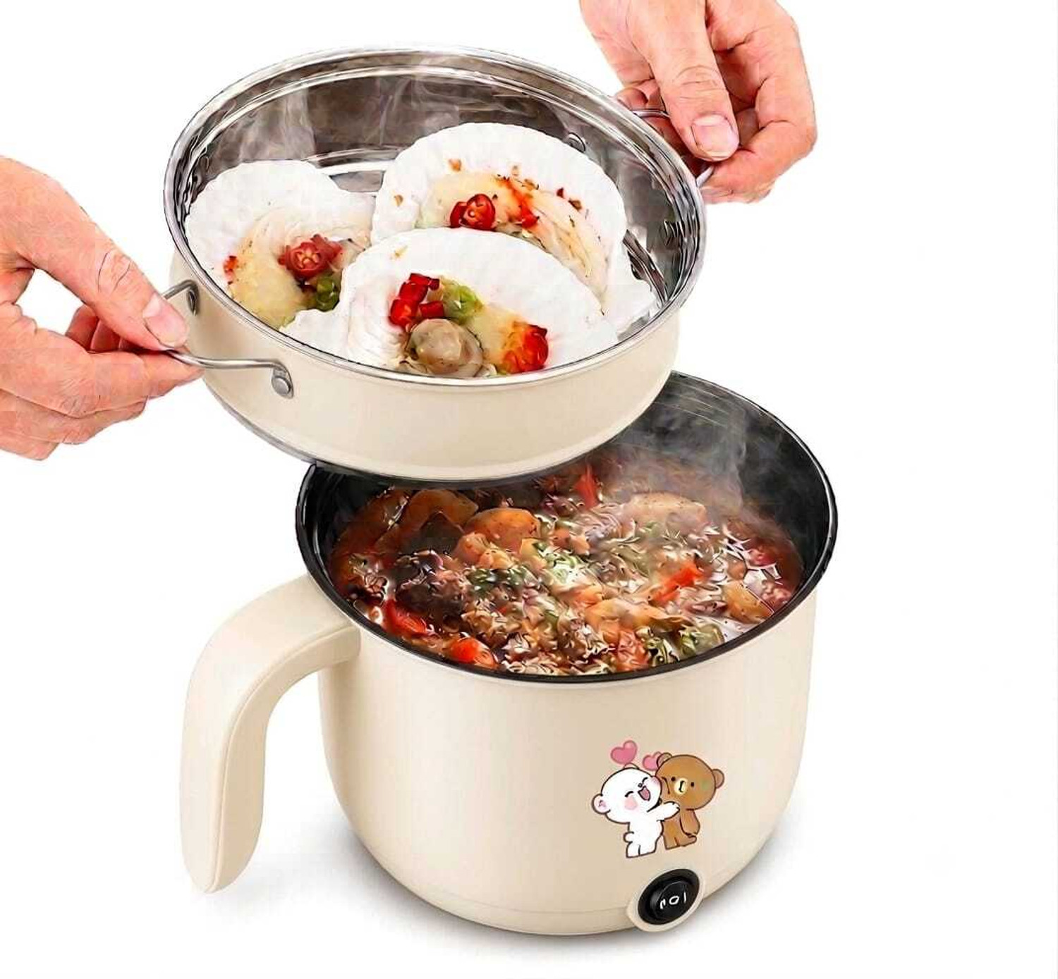 Image of CREATION BAZAAR Multiperpse Non Stick Rice Electric Cooker Frying Boiling Cooking Rice Cooker, Travel Cooker, Egg Cooker, Egg Boiler (1.8 L, Multicolor)