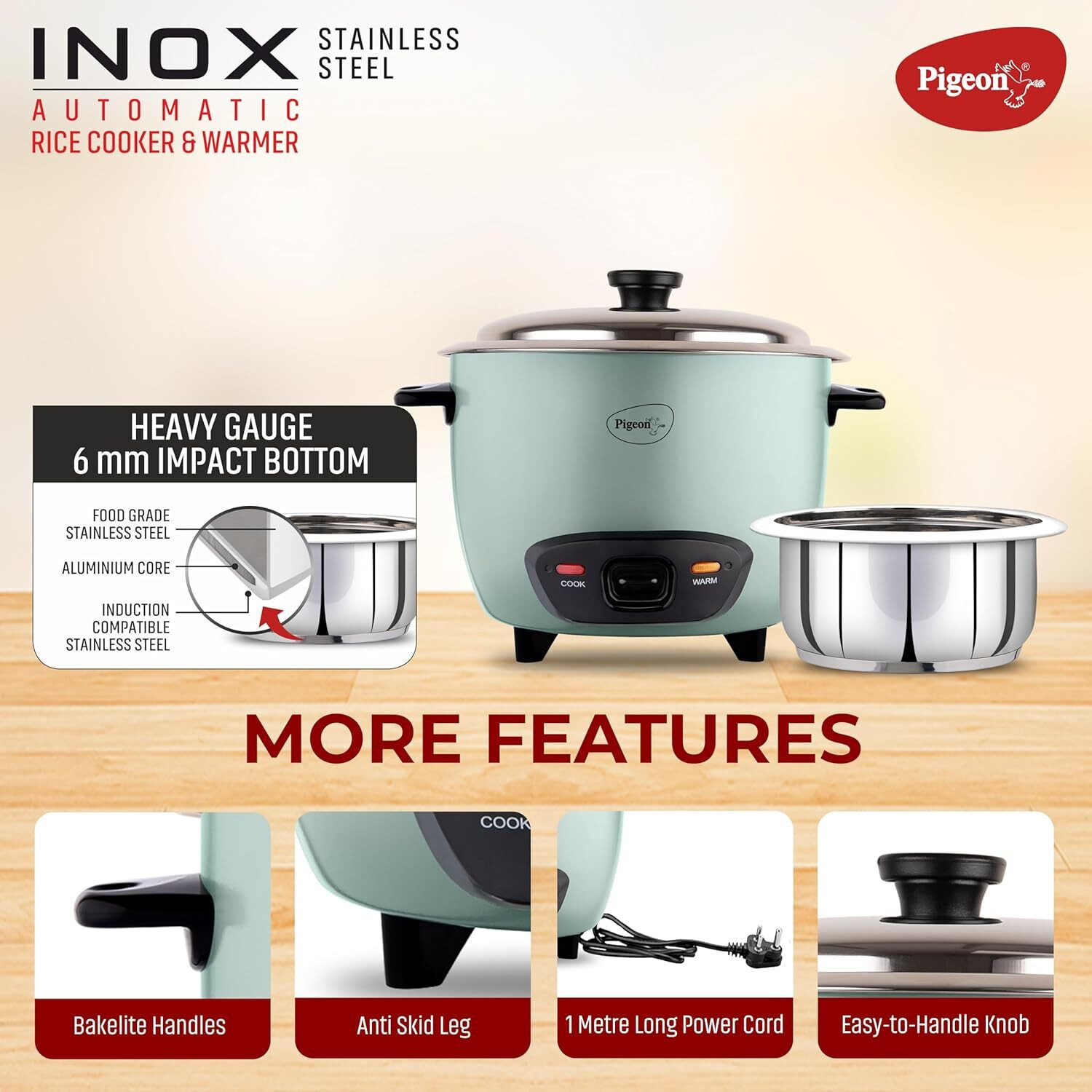 Image of Pigeon Inox Single Pot Electric Rice Cooker