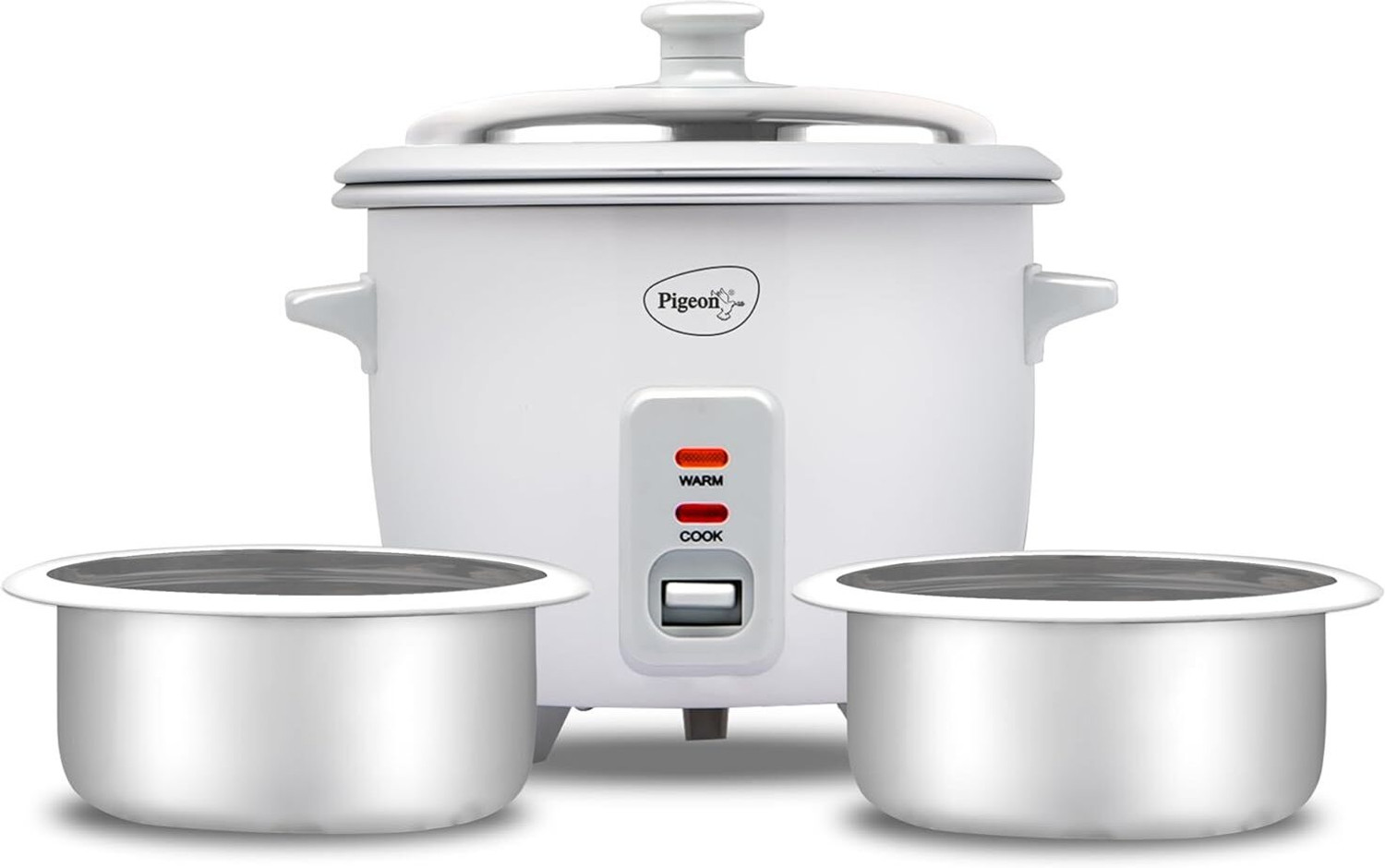 Image of Pigeon Joy Automatic Multi Cooker | Food Warmer | Small Aluminium Double Pan | Mini Electric Rice Cooker with Steaming Feature