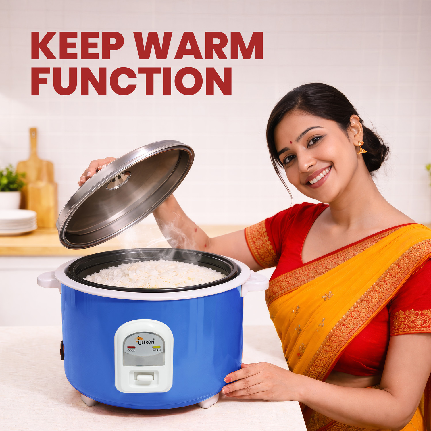 Image of ULTRON 1.8L Electric Rice Cooker Nuocook, with Double Aluminium Pot Electric Rice Cooker with Steaming Feature