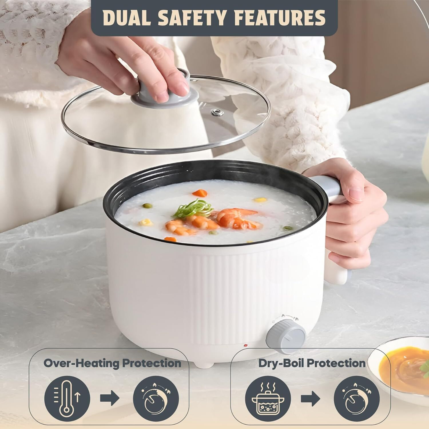 Image of NowExp Newexp Electric Cooker / Multi-Functional Hot Pot with Steamer Air Fryer, Egg Boiler, Deep Fryer, Food Steamer, Rice Cooker, Travel Cooker, Egg Roll Maker