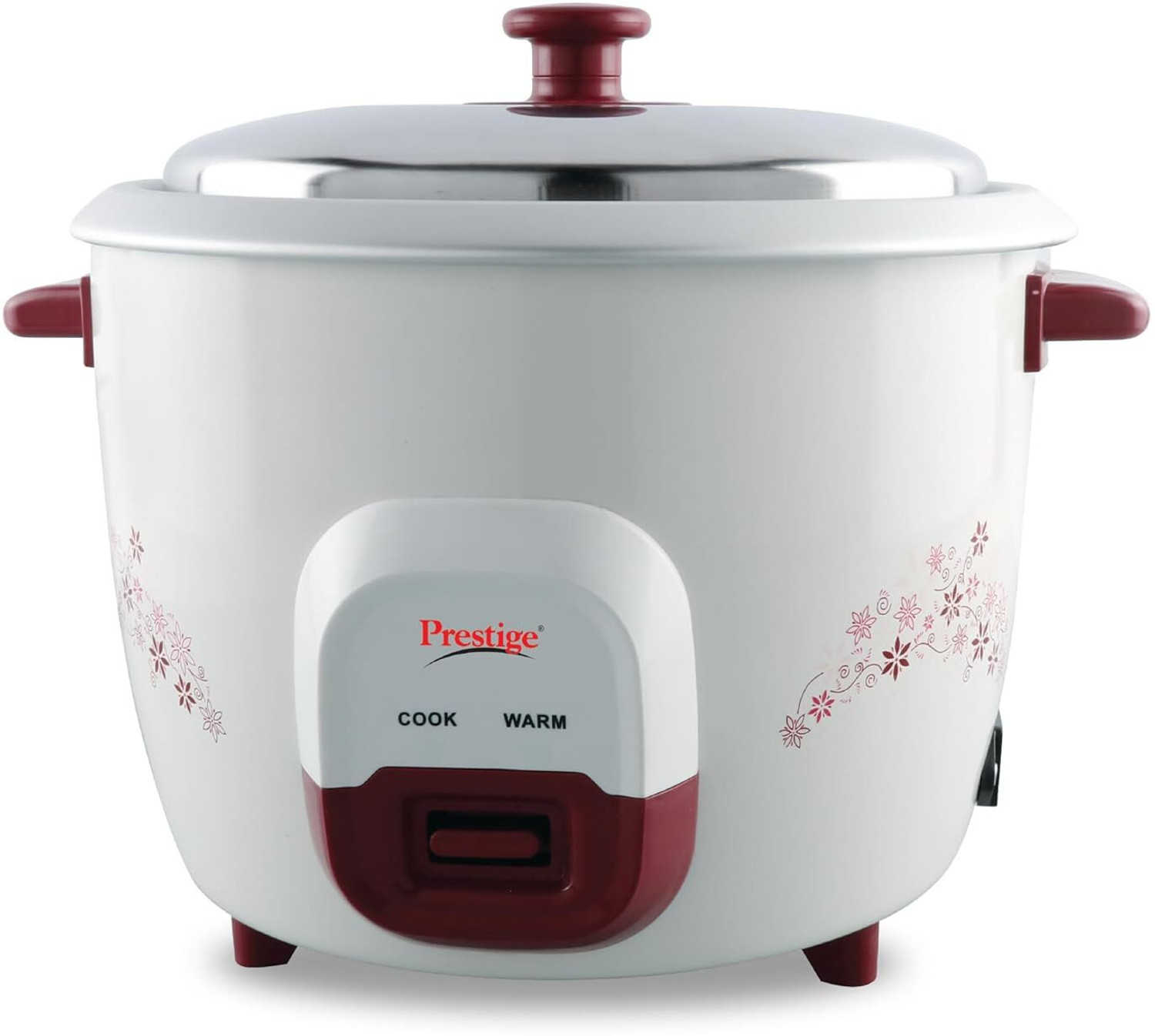 Image of Prestige Delight PRWO 1.8 Red 700W| 1 Aluminium Cooking Pan Electric Rice Cooker with Steaming Feature