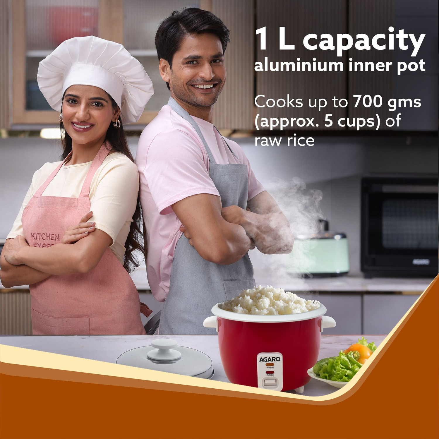 Image of AGARO Elegant Electric Rice Cooker, 1L, 400W, Automatic Boiler, Electric Rice Cooker