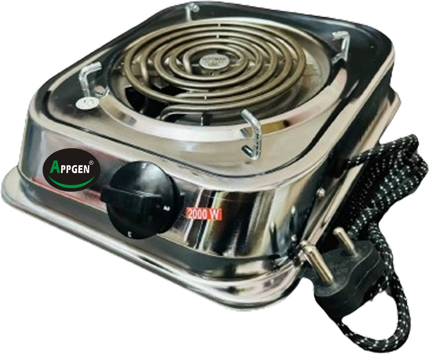 APPGEN 2000 W Radiant Cooktop Push Button (Silver, infrared 2000