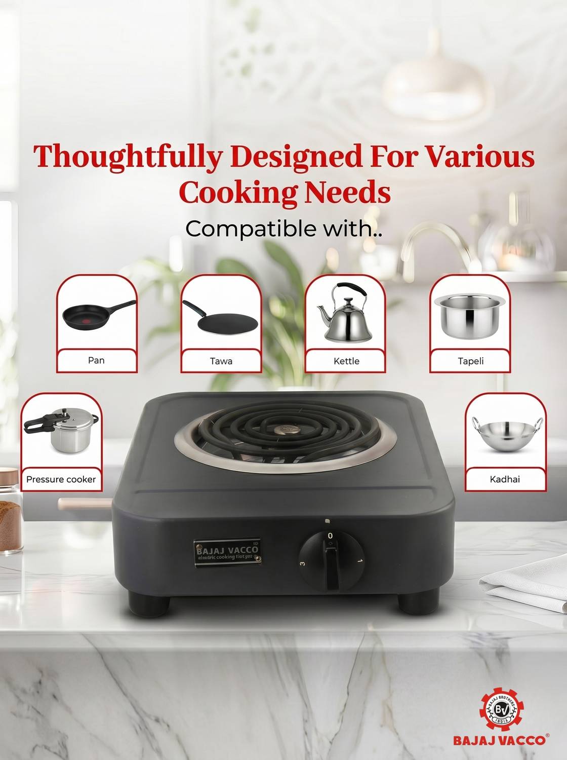 BAJAJ VACCO HOT PLATE 2000 WATT HPC-07 - Image 2