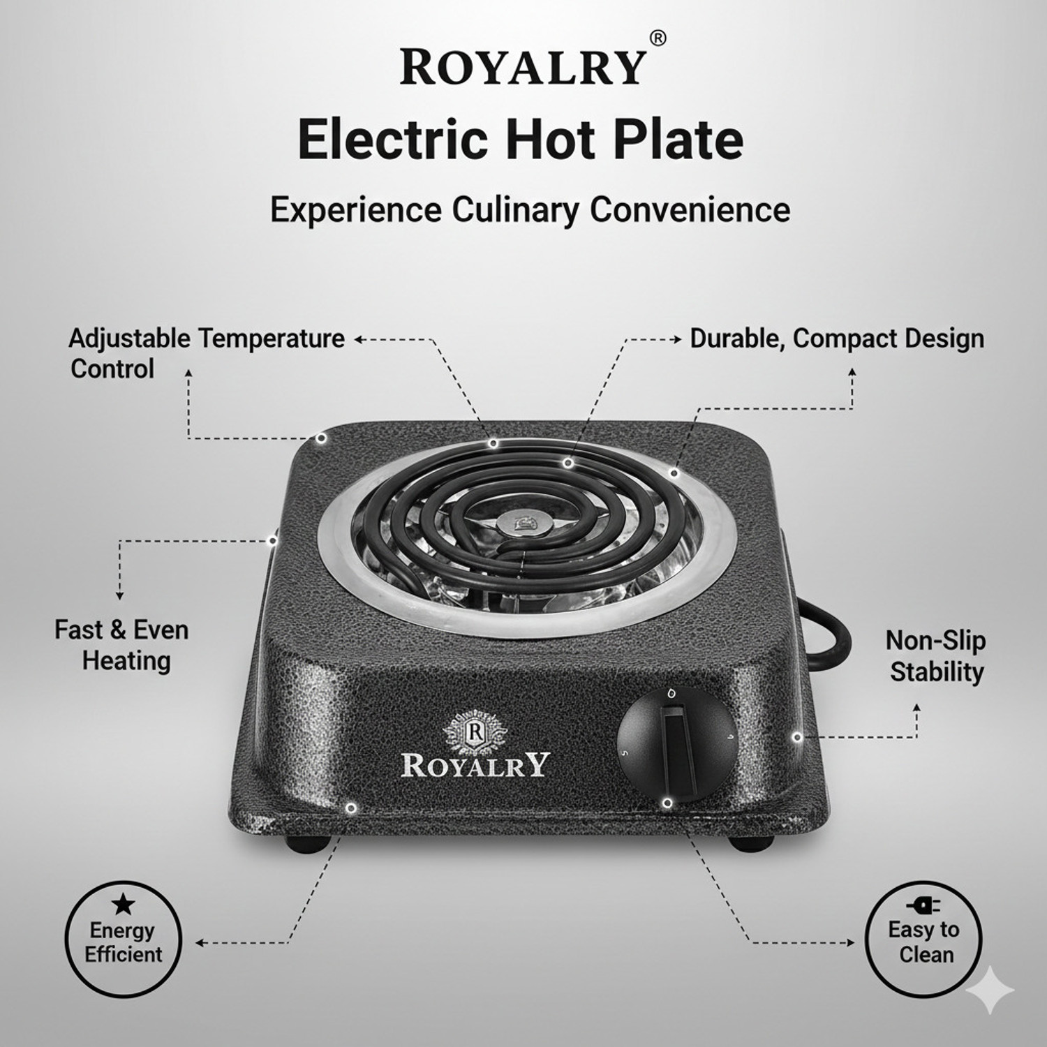Image of royalry 1250 WATT ONE BUERRNER GCOIL ELECTRIC COOKING HEAT Electric Cooking Heater