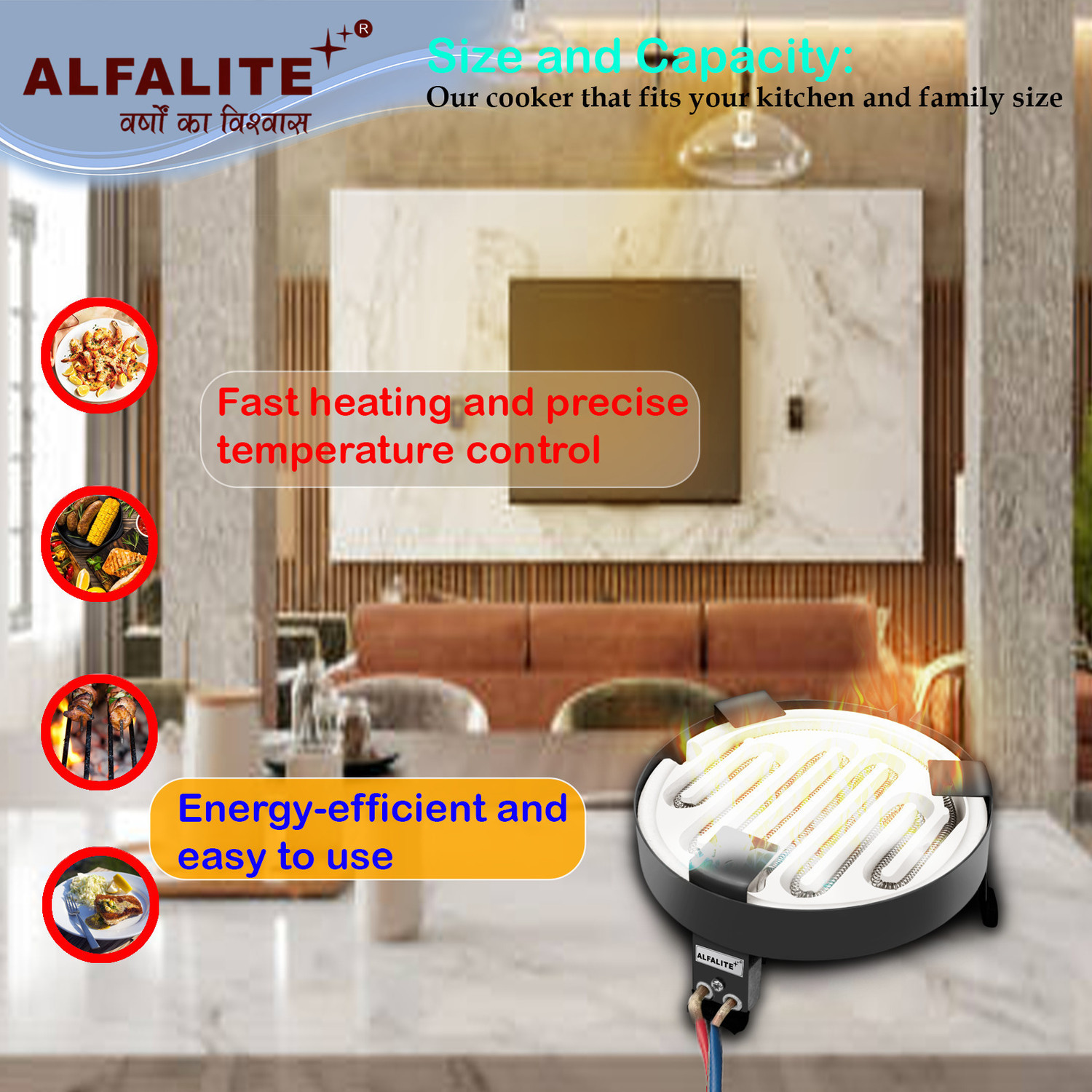 Image of ALFALITE Electric Cooking heater 1500 Watt and Room heater multipurpose Electric Cooking Heater