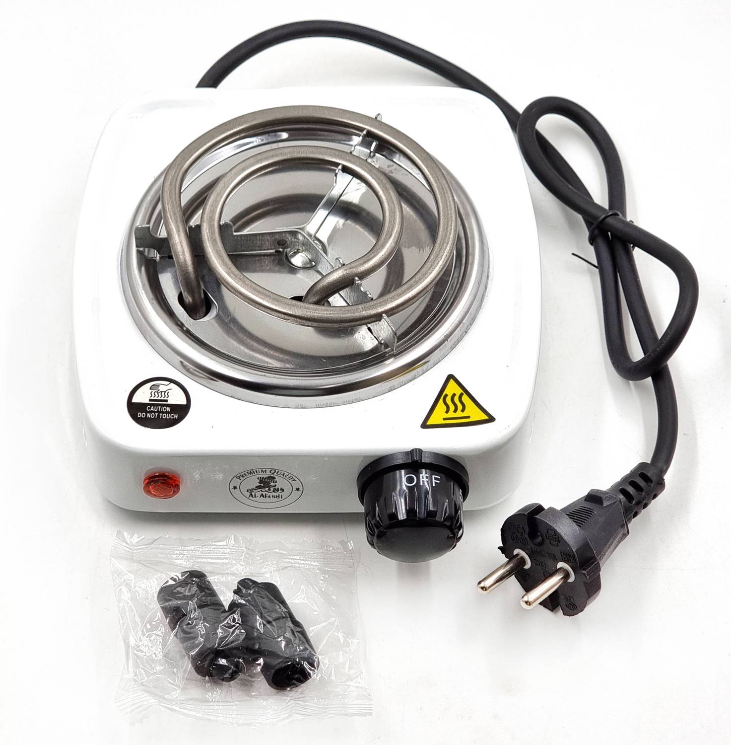 al-afandi White (220V & 500W) Small Electric Coil Heater Cooktop Hotplate, Charcoal Burner Electric Cooking Heater