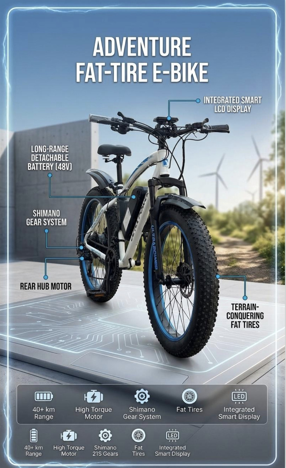 Image of ULTRABIKES Fat Electric Cycle UB 221 26 inches Single Speed Lithium-ion (Li-ion) Electric Cycle