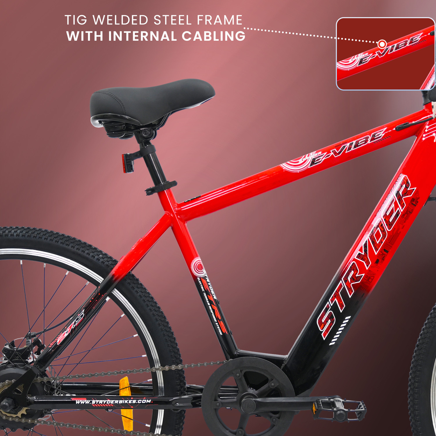 Image of STRYDER E-Vibe 27.5T Electric Cycle | Up to 35Km Range | Lightweight & Stylish Ride | 27.5 inches Single Speed Lithium-ion (Li-ion) Electric Cycle