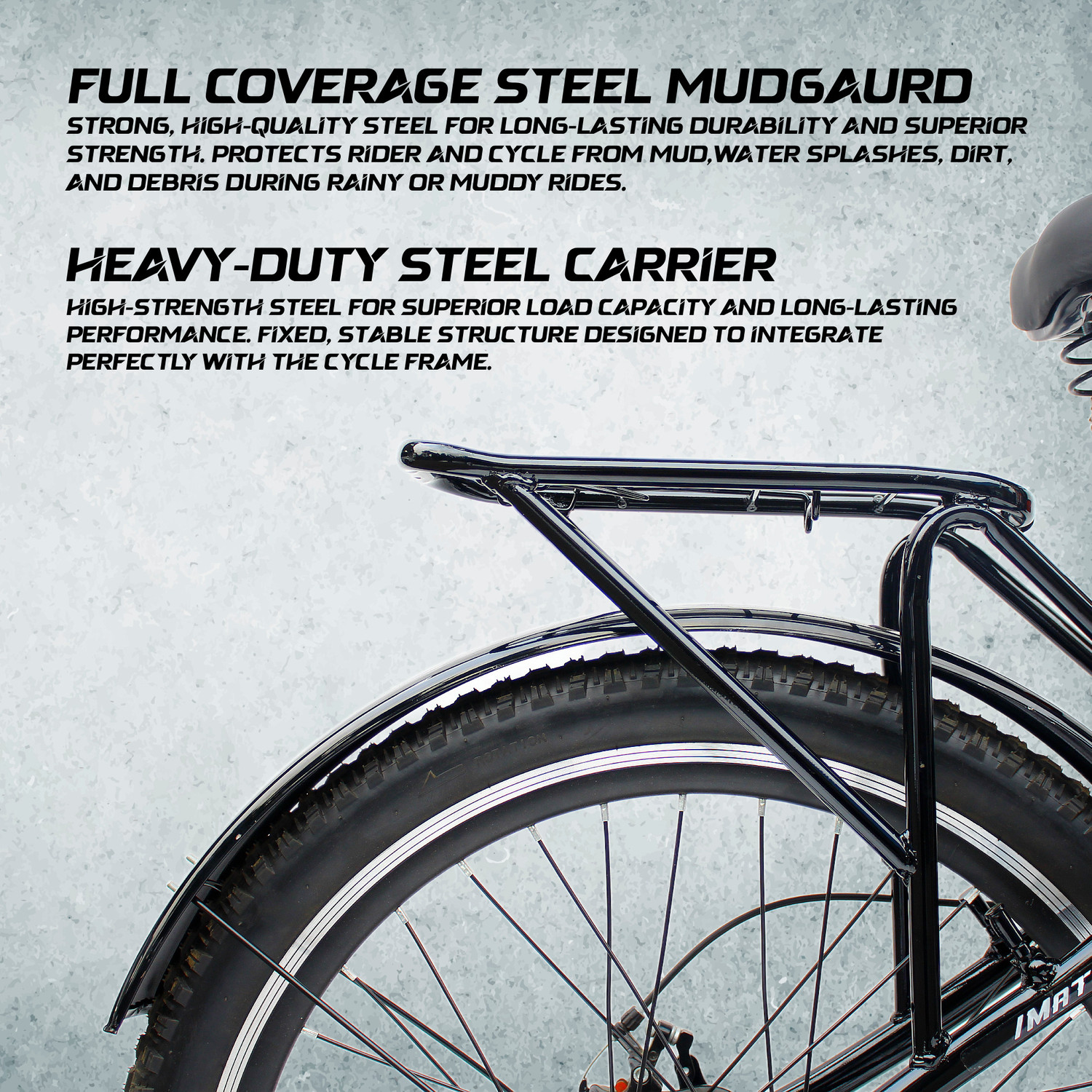 Image of MATELCO ULTRA EA IBC26 WITH CARRIER AND STEEL MUDGAURD BLACK 26 inches Single Speed Lithium-ion (Li-ion) Electric Cycle