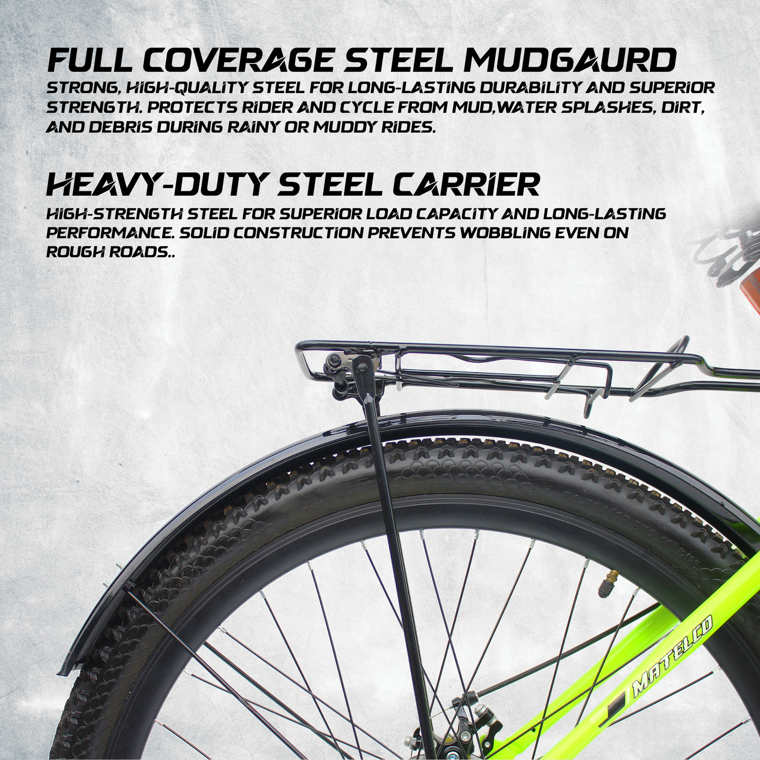 Image of MATELCO ULTRA EA IBC27 WITH CARRIER AND STEEL MUDGAURD NEON 27.5 inches Single Speed Lithium-ion (Li-ion) Electric Cycle