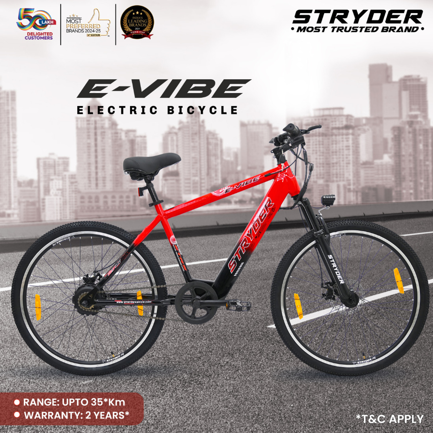 Image of STRYDER E-Vibe 27.5T Electric Cycle | Up to 35Km Range | Lightweight & Stylish Ride | 27.5 inches Single Speed Lithium-ion (Li-ion) Electric Cycle