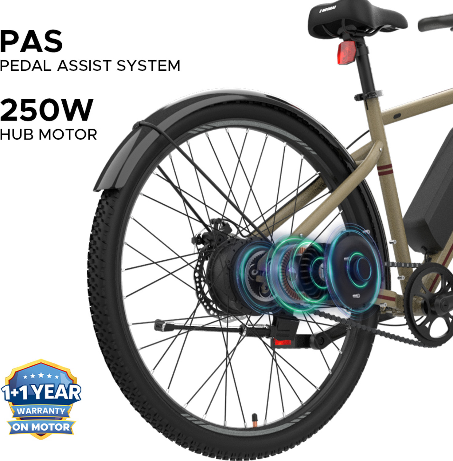 Image of EMotorad X1 Beige 7.65 aH 27.5 inches Single Speed Lithium-ion (Li-ion) Electric Cycle