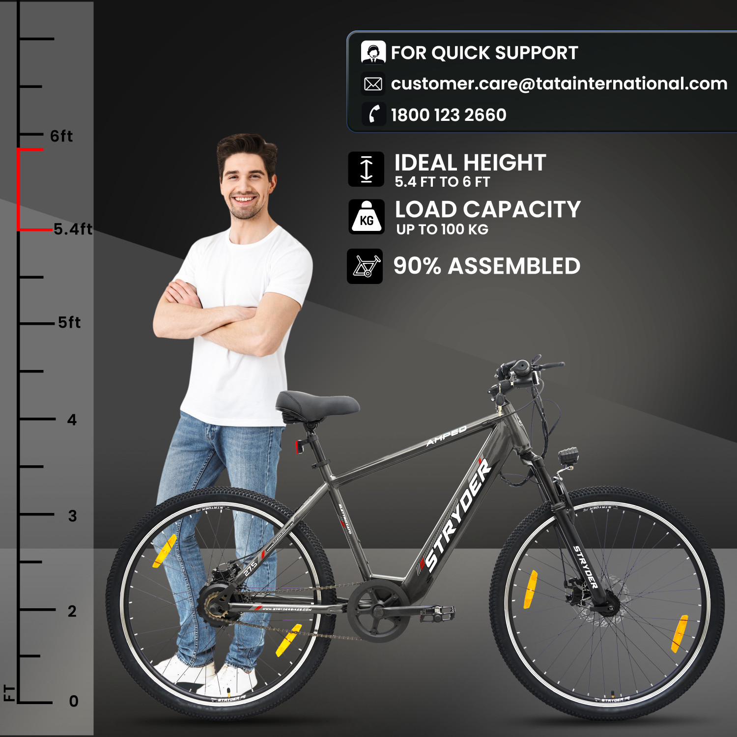 Image of STRYDER AMPED 27.5T Electric Cycle | Up to 35Km Range | Lightweight & Stylish Ride | 27.5 inches Single Speed Lithium-ion (Li-ion) Electric Cycle