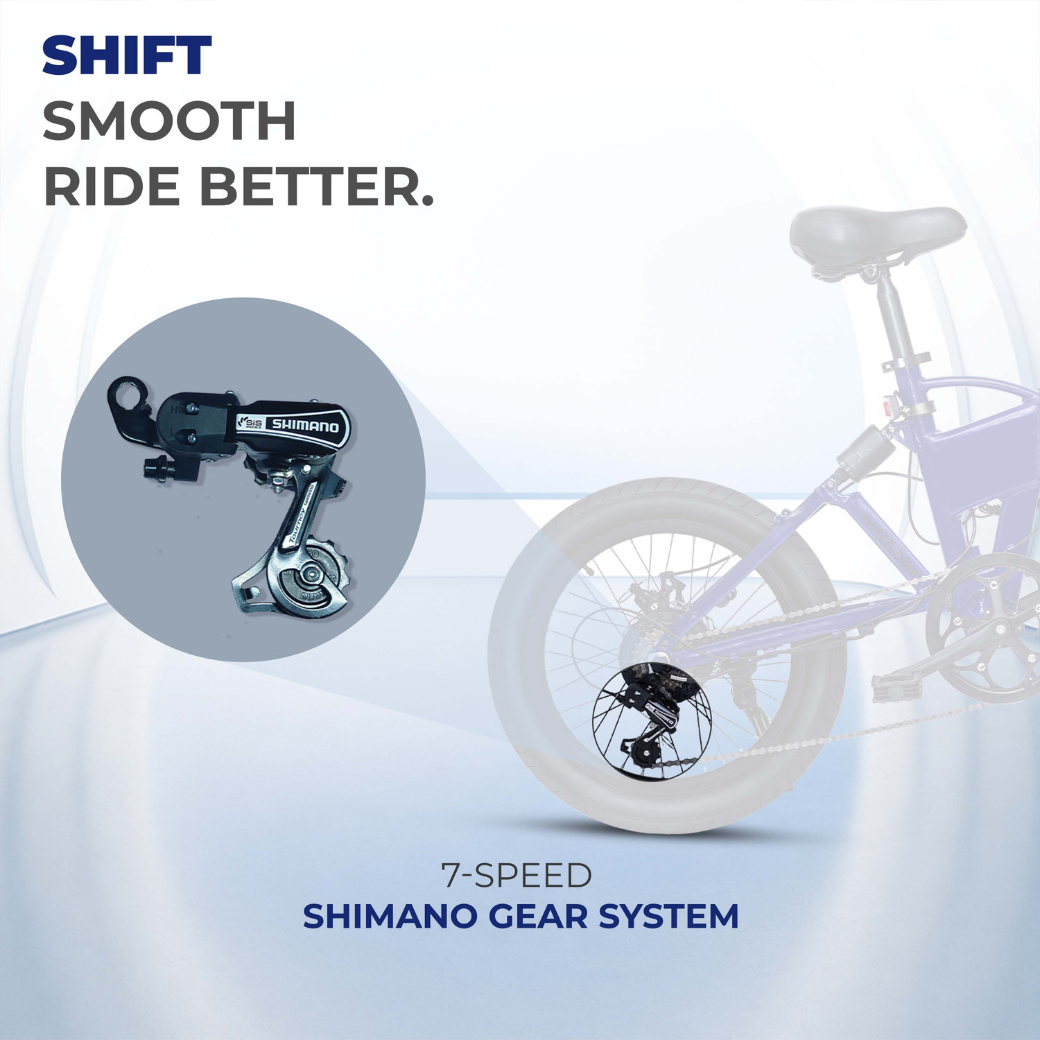 Image of SVITCH LITE XE Blue | Foldable Electric Bicycle | Removable Battery & Dual Suspension, 20 inches 7 Gear Lithium-ion (Li-ion) Electric Cycle