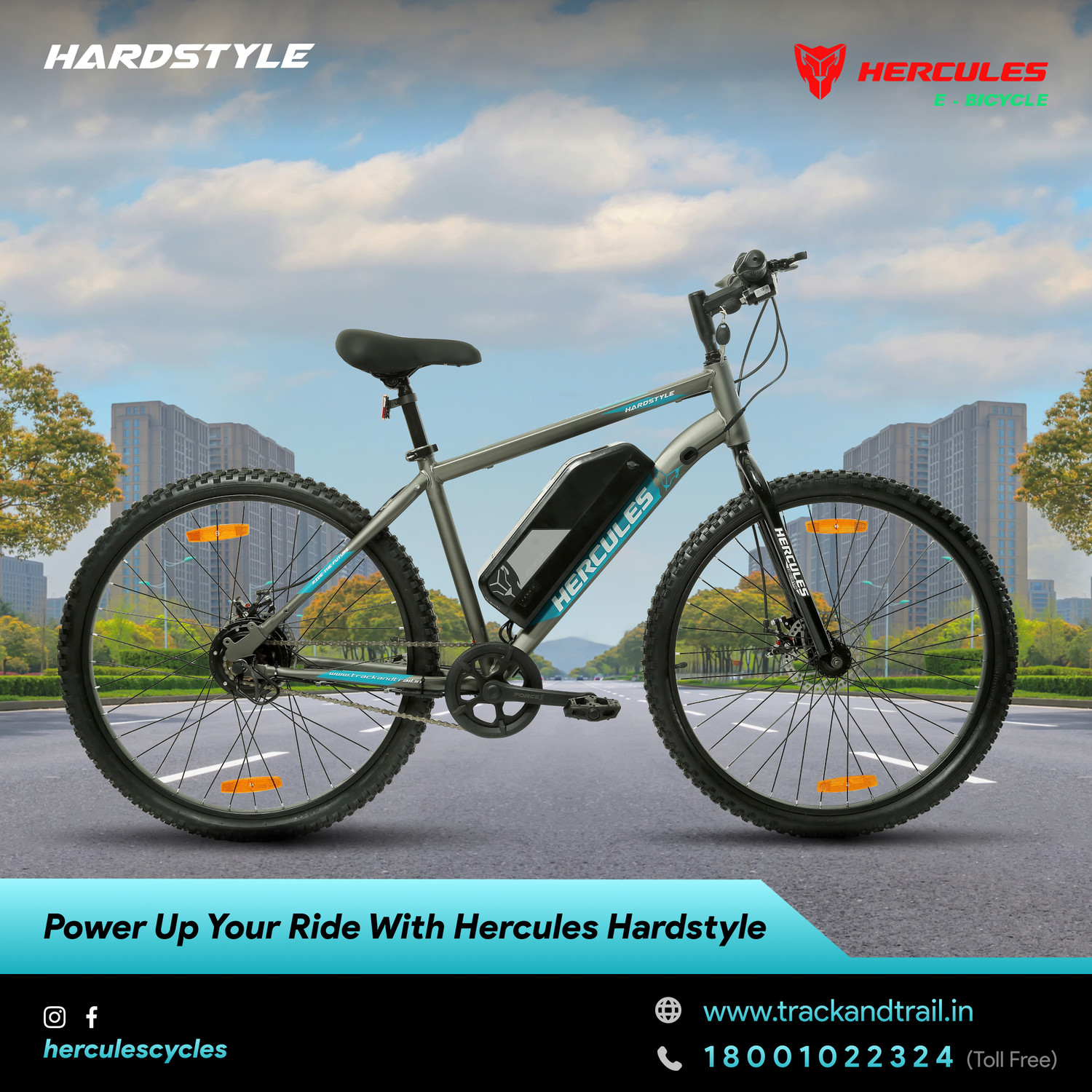 Image of HERCULES Hardstyle 27.5 X 18 trooper grey 27.5 inches Single Speed Lithium Iron Phosphate Electric Cycle