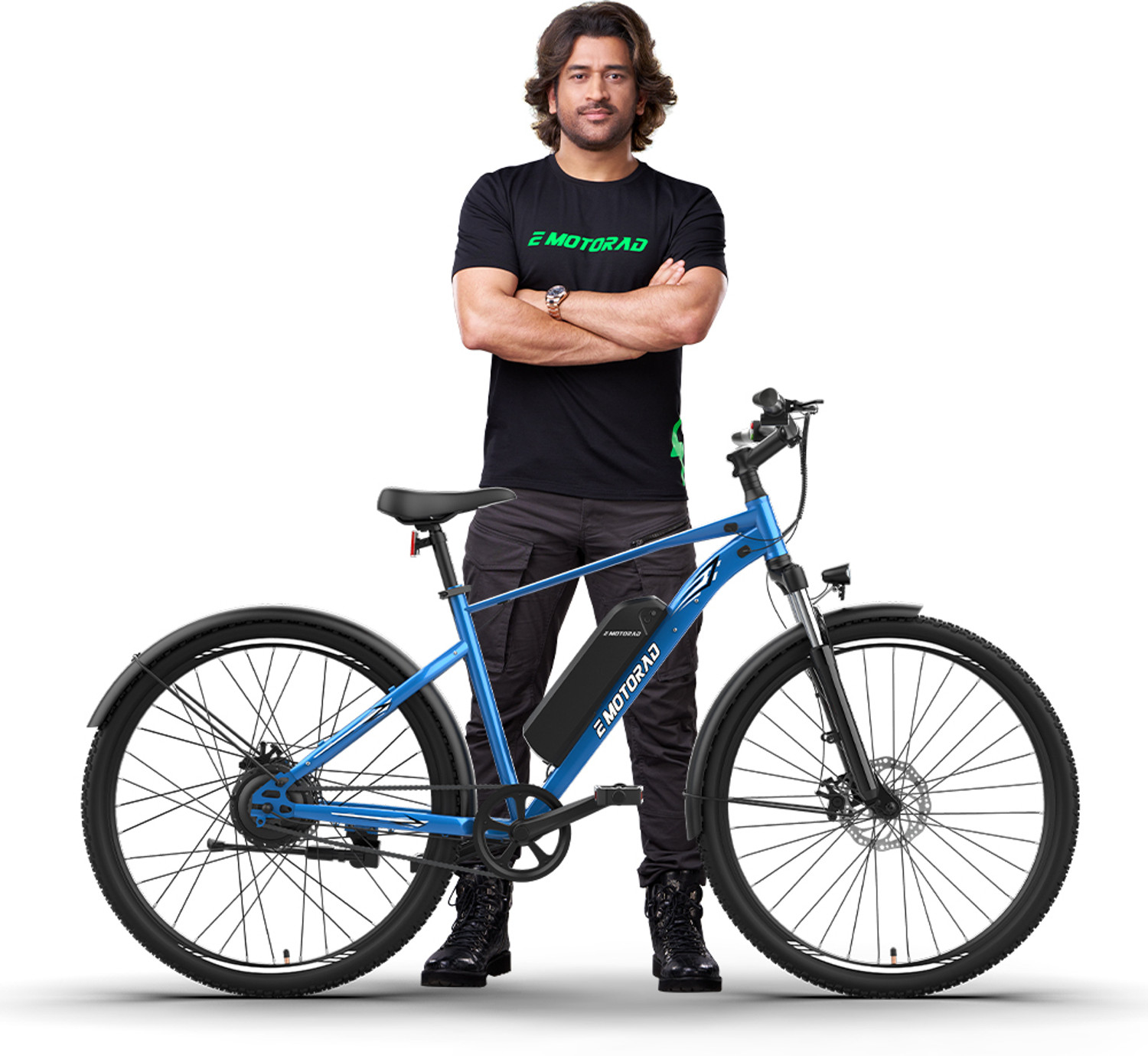 Image of EMotorad X1 Blue 7.65 aH with mudguard and light 27.5 inches Single Speed Lithium-ion (Li-ion) Electric Cycle