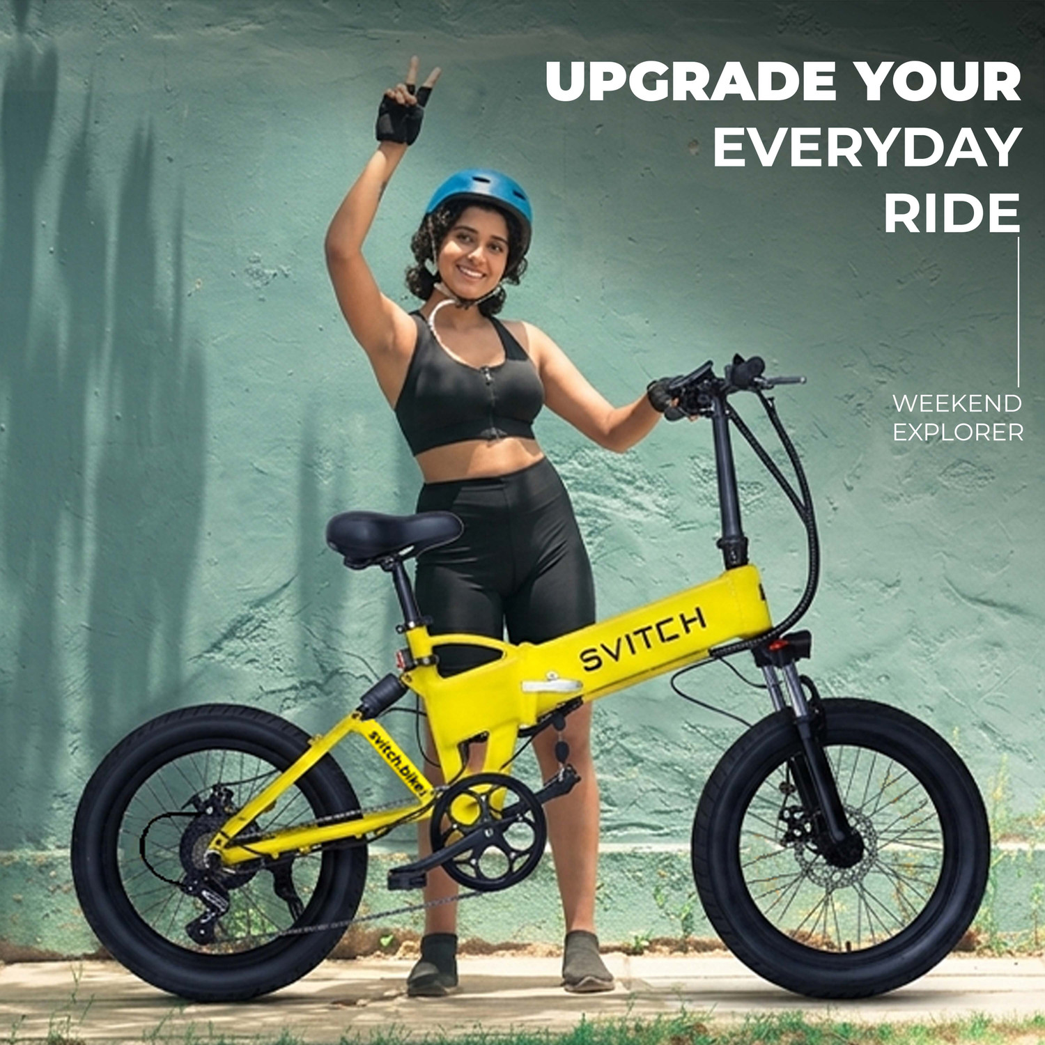 Image of SVITCH LITE XE Yellow | Foldable E-Bike with Dual Suspension & Dual Disk Brake, 20 inches 7 Gear Lithium-ion (Li-ion) Electric Cycle