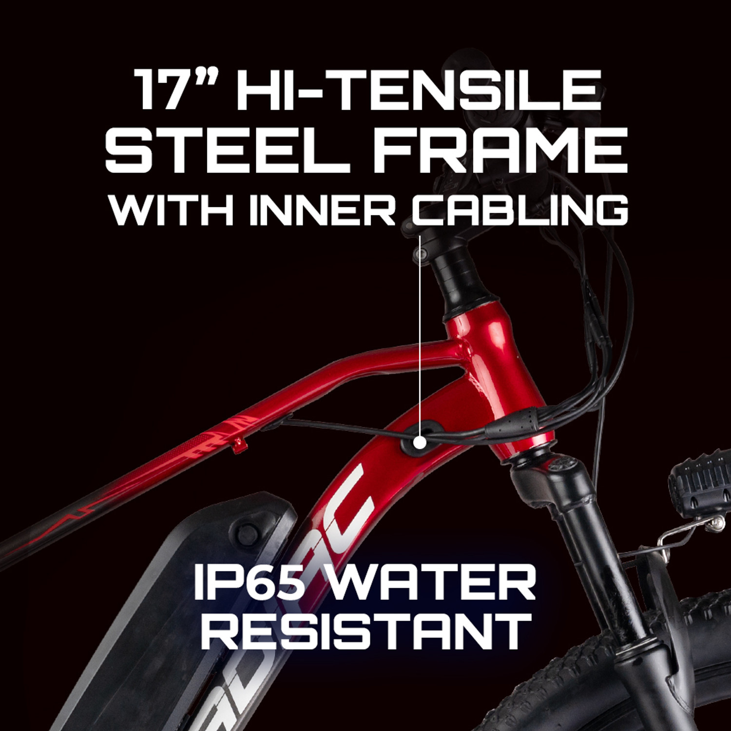 Image of CRADIAC ATLUS ELECTRIC RED 21 SPEED|FRONT SUSPENSION|7.8AH BATTERY|DUAL DISC BRAKE 27.5 inches 21 Gear Lithium-ion (Li-ion) Electric Cycle