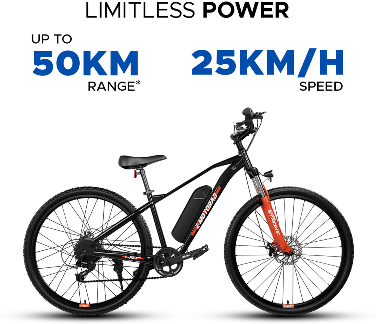 Image of EMotorad T-REX AIR Electric Cycle | 50km Range | 7-Speed Multi Gears | Unisex E-Bike 29 inches 7 Gear Lithium-ion (Li-ion) Electric Cycle