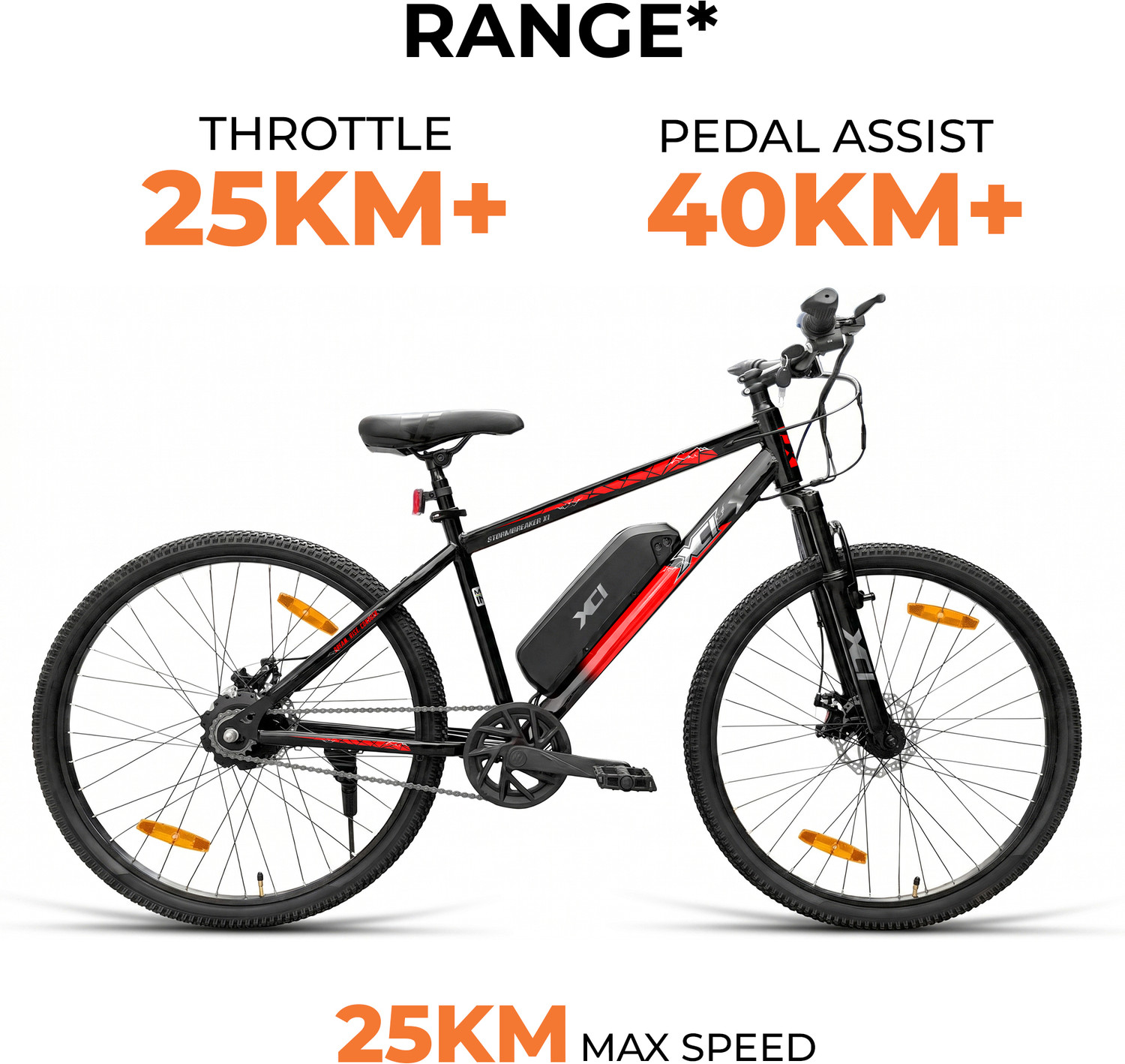 Image of Xci Stormbreaker X1 7.8Ah Li-ion 27.5T Black Red Electric Cycle 250W IP65 BLDC Motor 27.5 inches Single Speed Lithium-ion (Li-ion) Electric Cycle