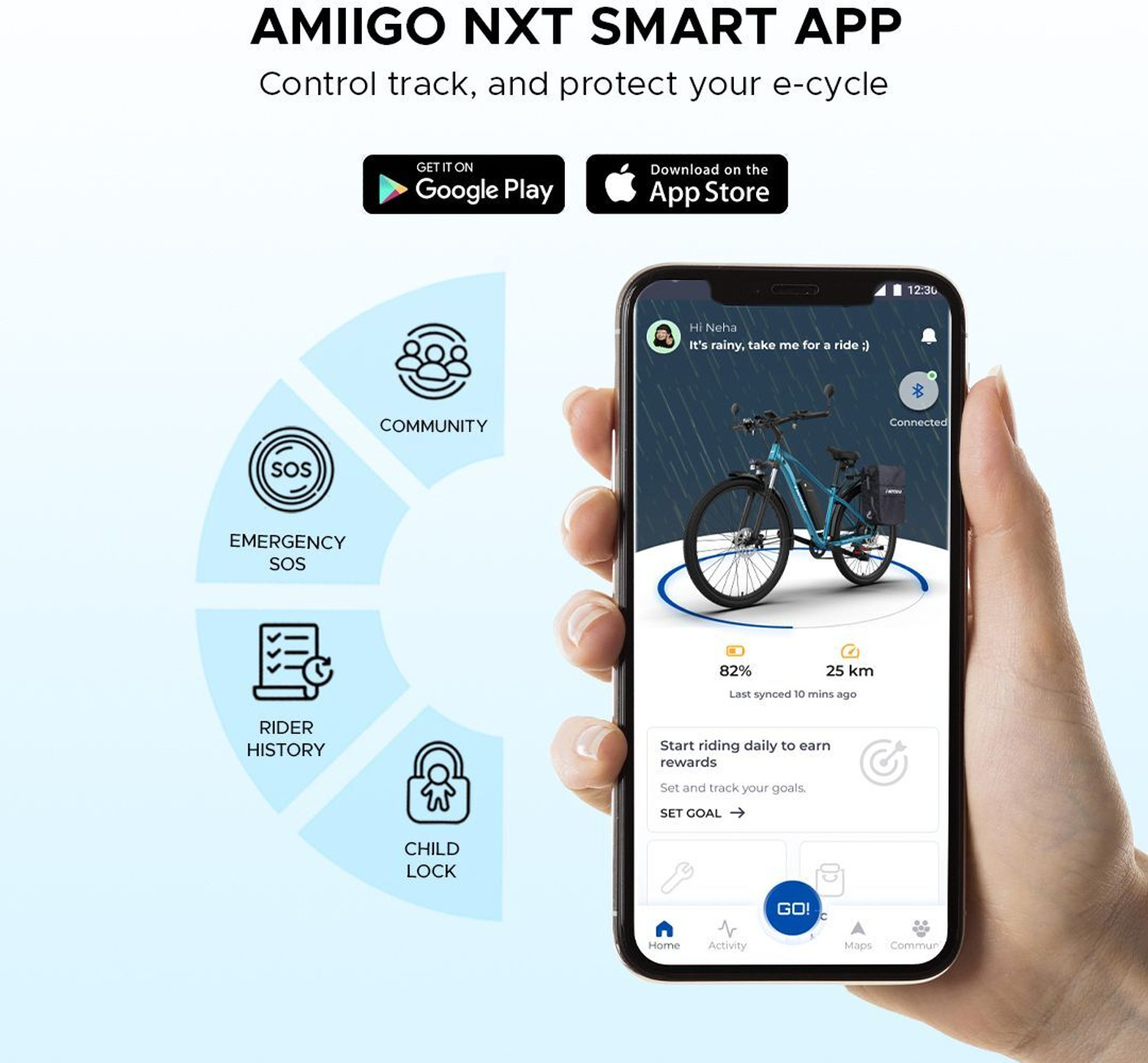 Image of EMotorad T-Rex Smart Hardtail MTB e-Cycle with Amigo NXT GPS-Enabled app 27.5 inches 7 Gear Lithium-ion (Li-ion) Electric Cycle