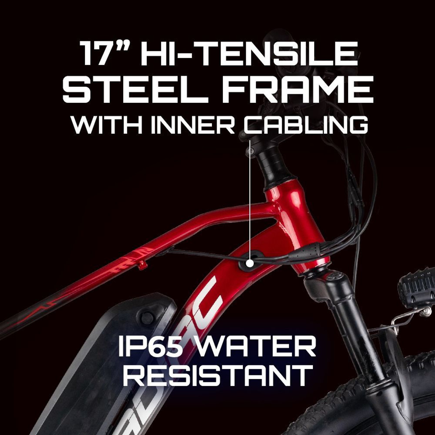 Image of CRADIAC ATLUS ELECTRIC RED 7 SPEED|FRONT SUSPENSION|7.8AH BATTERY|DUAL DISC BRAKE 27.5 inches 7 Gear Lithium-ion (Li-ion) Electric Cycle