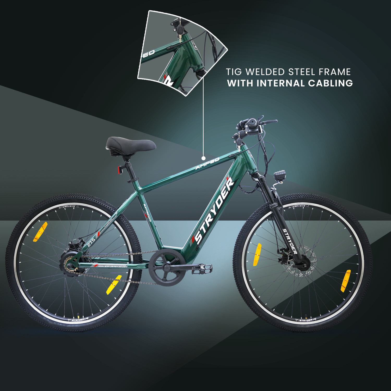Image of STRYDER AMPED 27.5T Electric Cycle | Up to 35Km Range | Lightweight & Stylish Ride | 27.5 inches Single Speed Lithium-ion (Li-ion) Electric Cycle