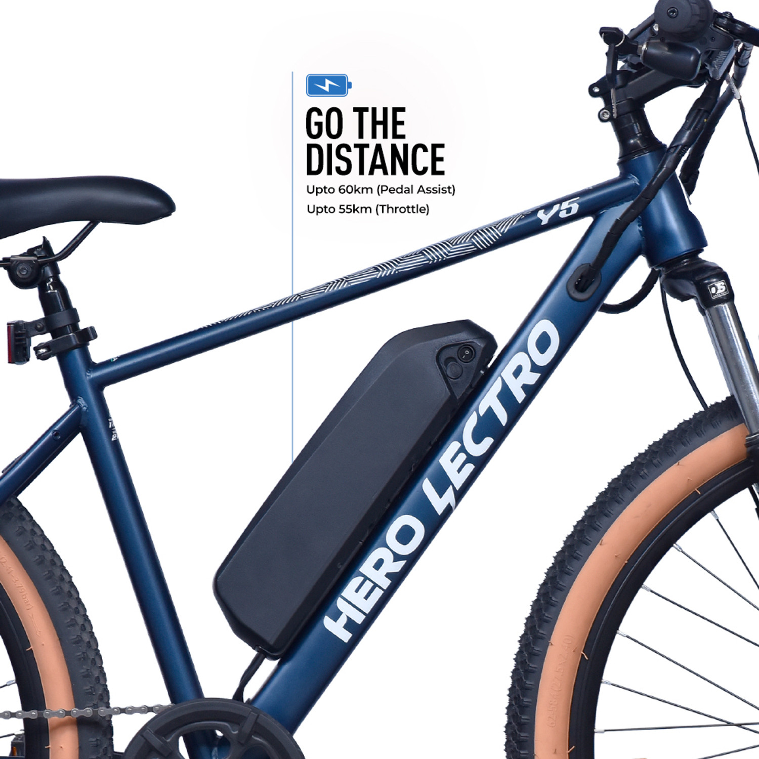Image of LECTRO Y5 250W Motor10.4AhUpto 25 Kmph Upto 60KM on PAS 27.5 inches Single Speed Lithium-ion (Li-ion) Electric Cycle