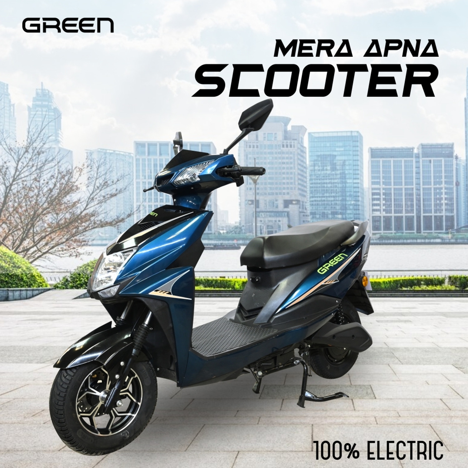Image of Green Invicta Blue 80KM Booking for Ex-Showroom Price (with Portable Charger, Blue)