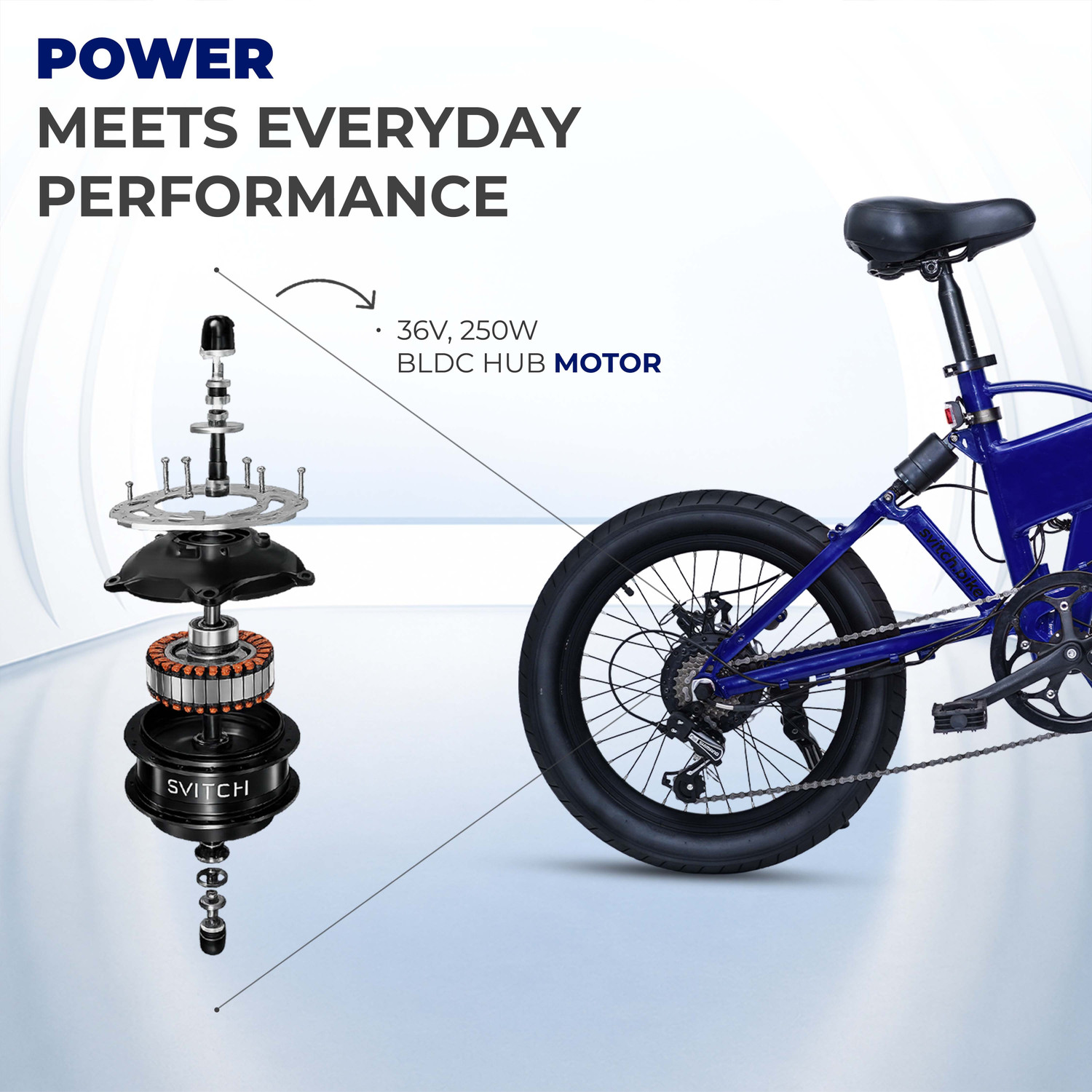 Image of SVITCH LITE XE Blue | Foldable Electric Bicycle | Removable Battery & Dual Suspension, 20 inches 7 Gear Lithium-ion (Li-ion) Electric Cycle