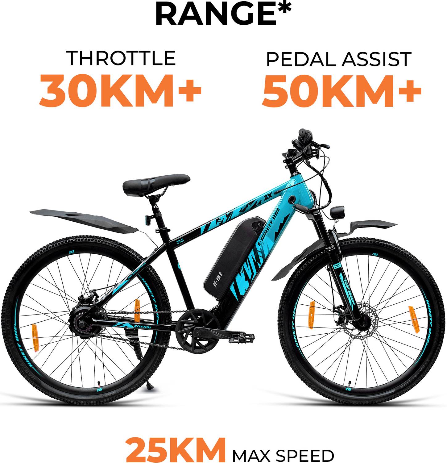 Ninety one ZX 10.4Ah Battery | Front Suspension | 250Watts IP65