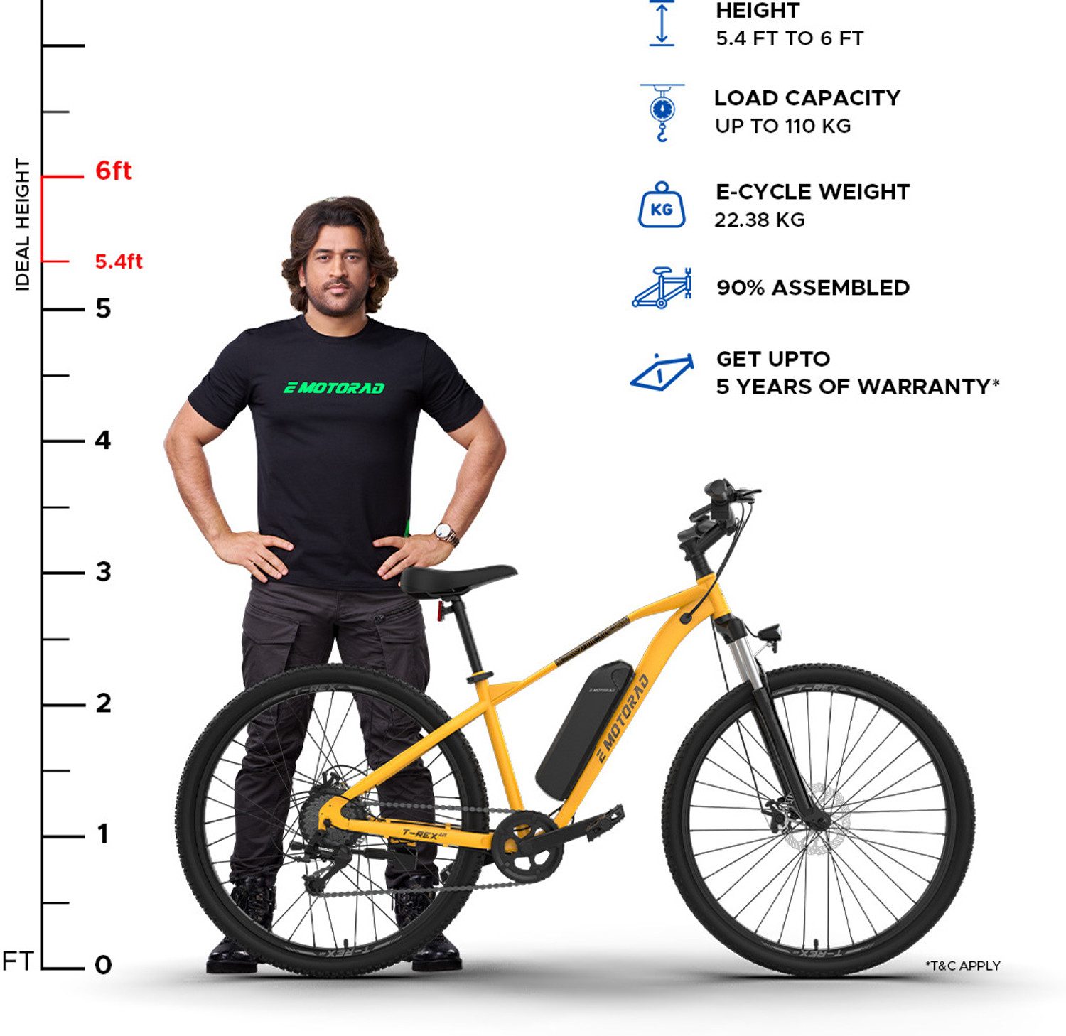 Image of EMotorad Trex Yellow 7.65 29 inch 29 inches 7 Gear Lithium-ion (Li-ion) Electric Cycle