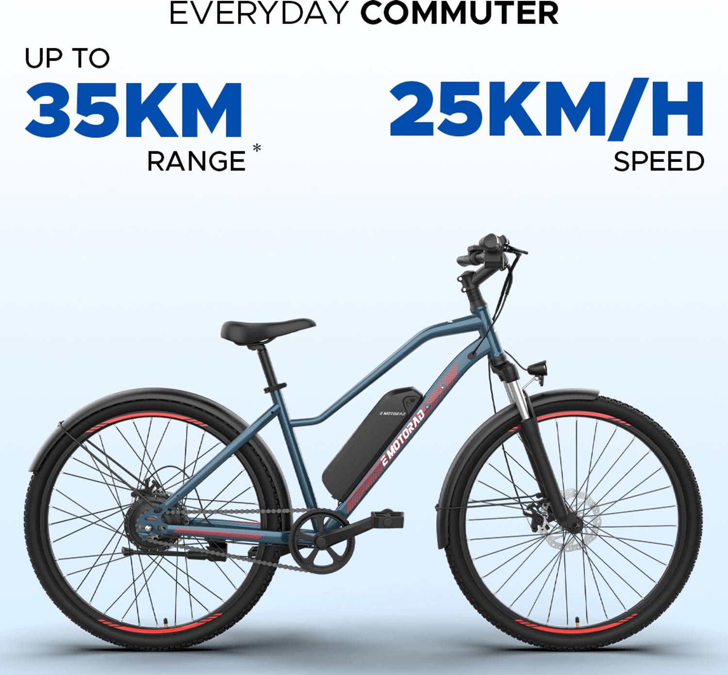 EMotorad X2 Obsidian Blue 35km Range 27.5 inch Electric Cycle - Image 5