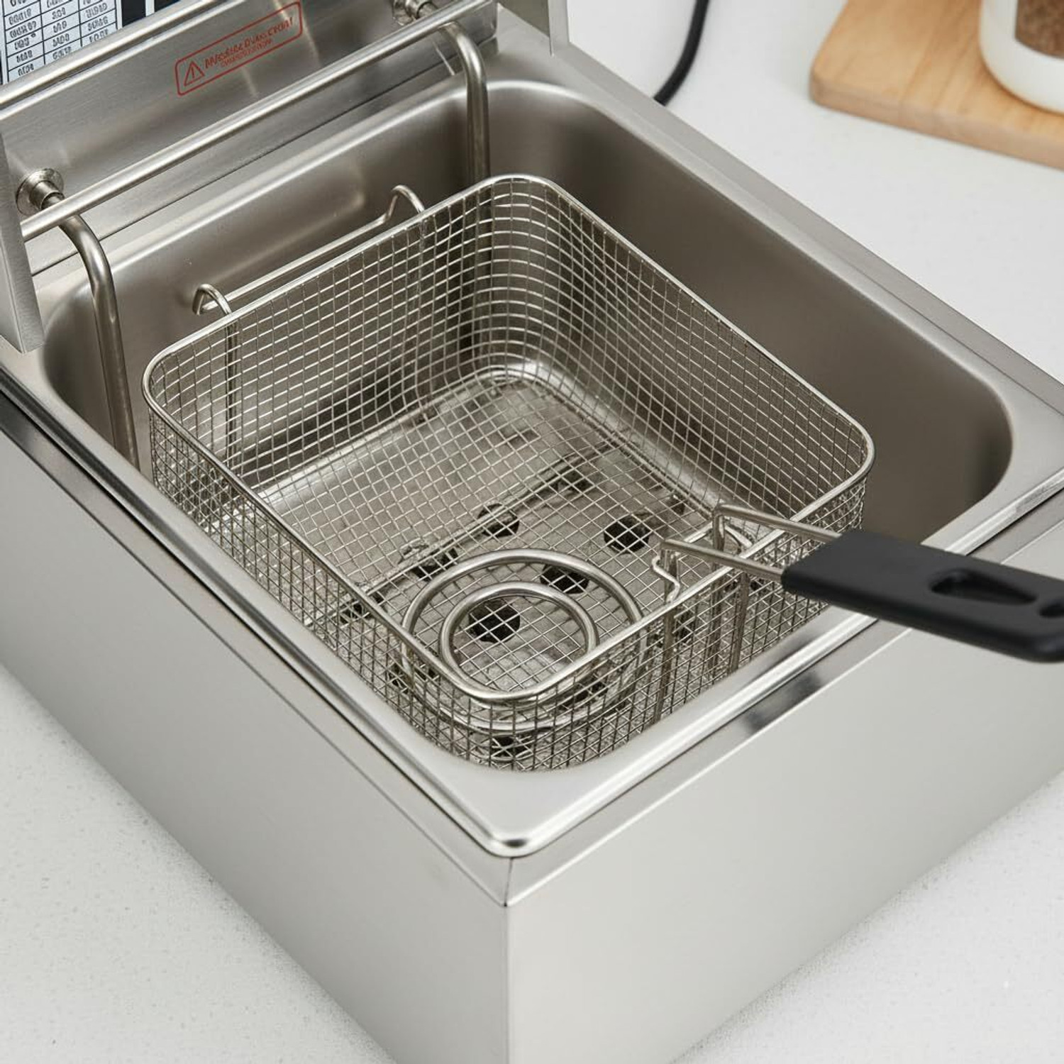 Image of KHUSHI UDYOG Stainless Steel Single Tank Basket Lid Temperature Control 6 L Electric Deep Fryer
