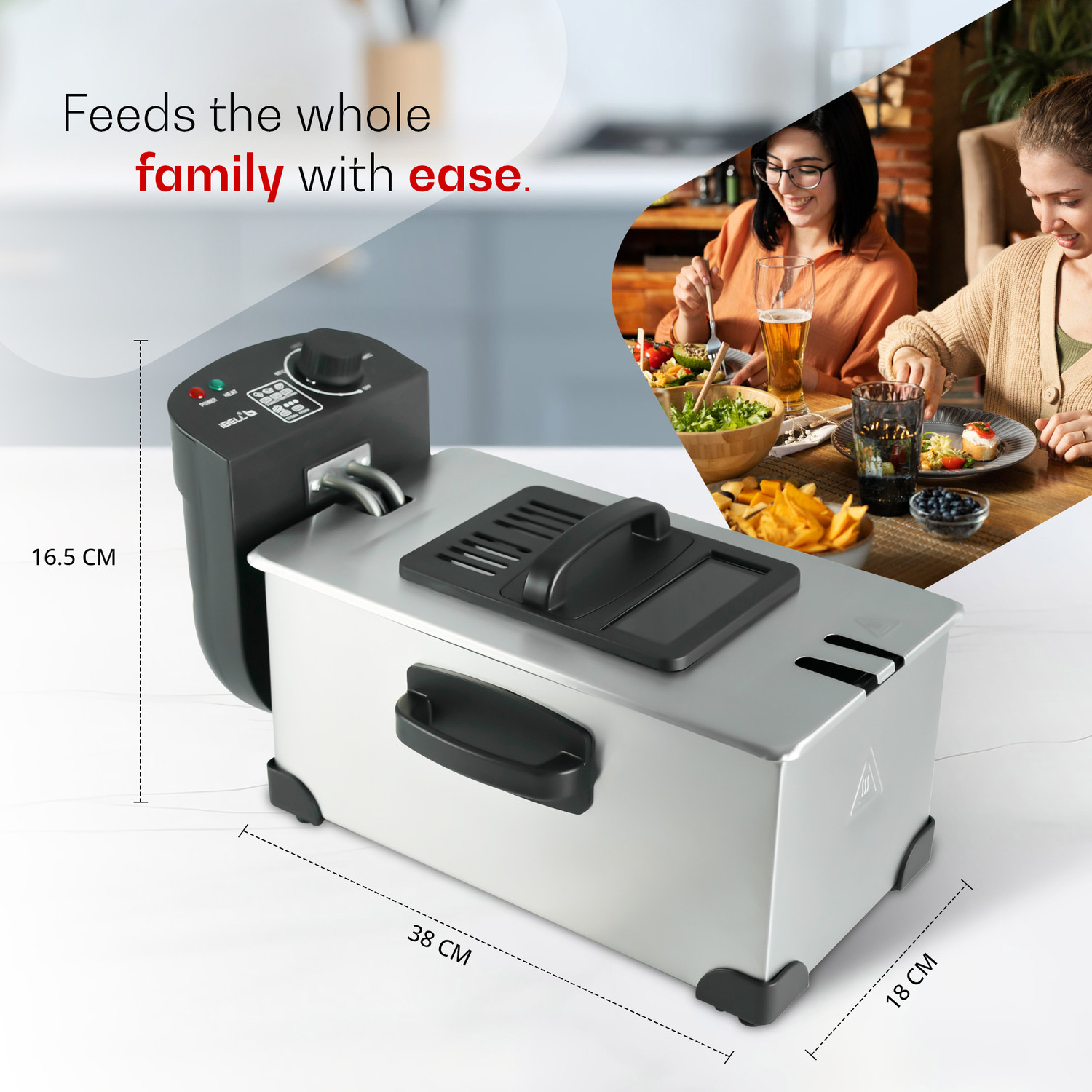 Image of iBELL OILKING300 Adjustable Temperature Control 2000W Single Tank With Lid 3 L Electric Deep Fryer