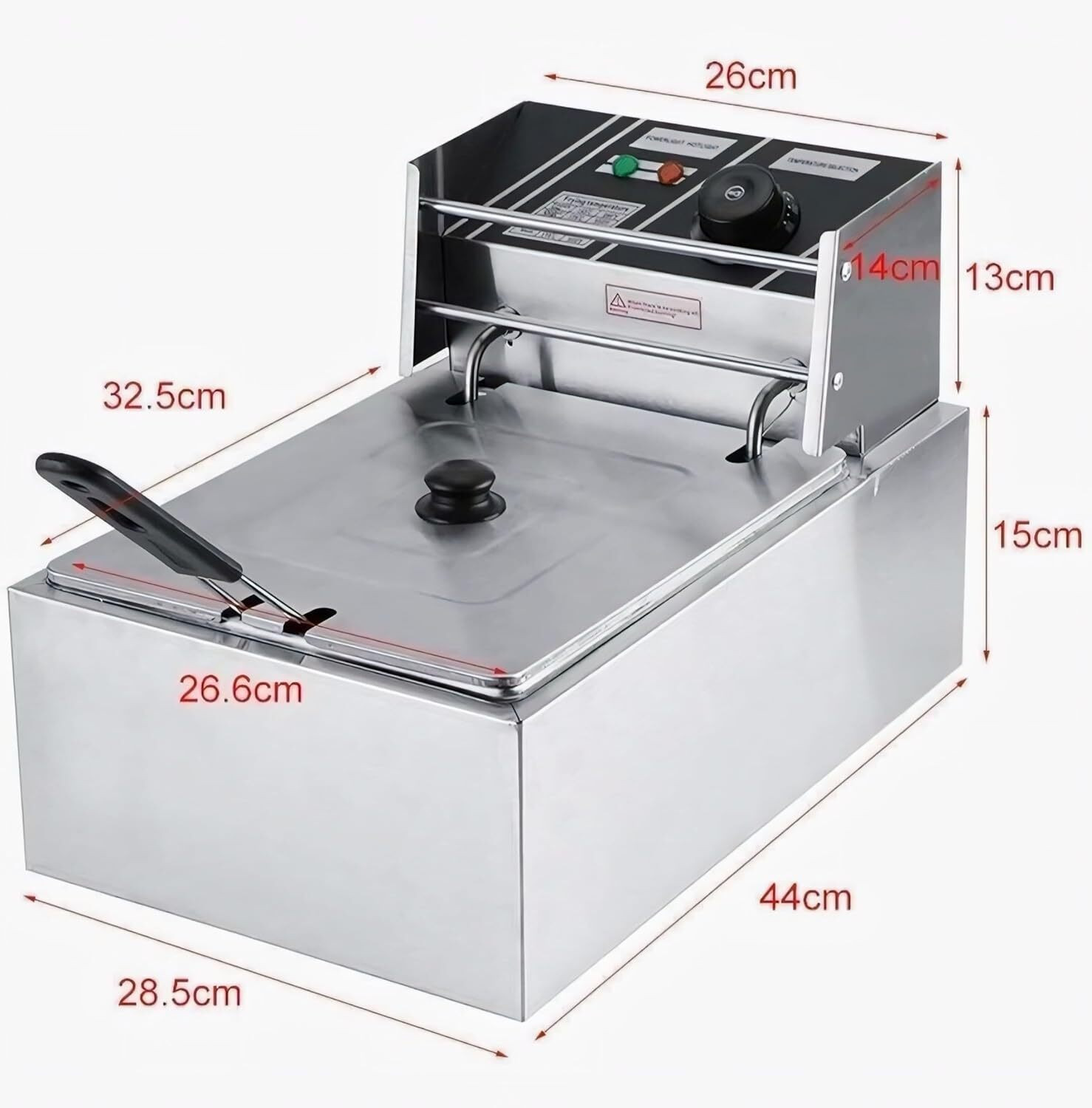 Image of KHUSHI UDYOG Stainless Steel Single Tank Basket Lid Temperature Control 6 L Electric Deep Fryer