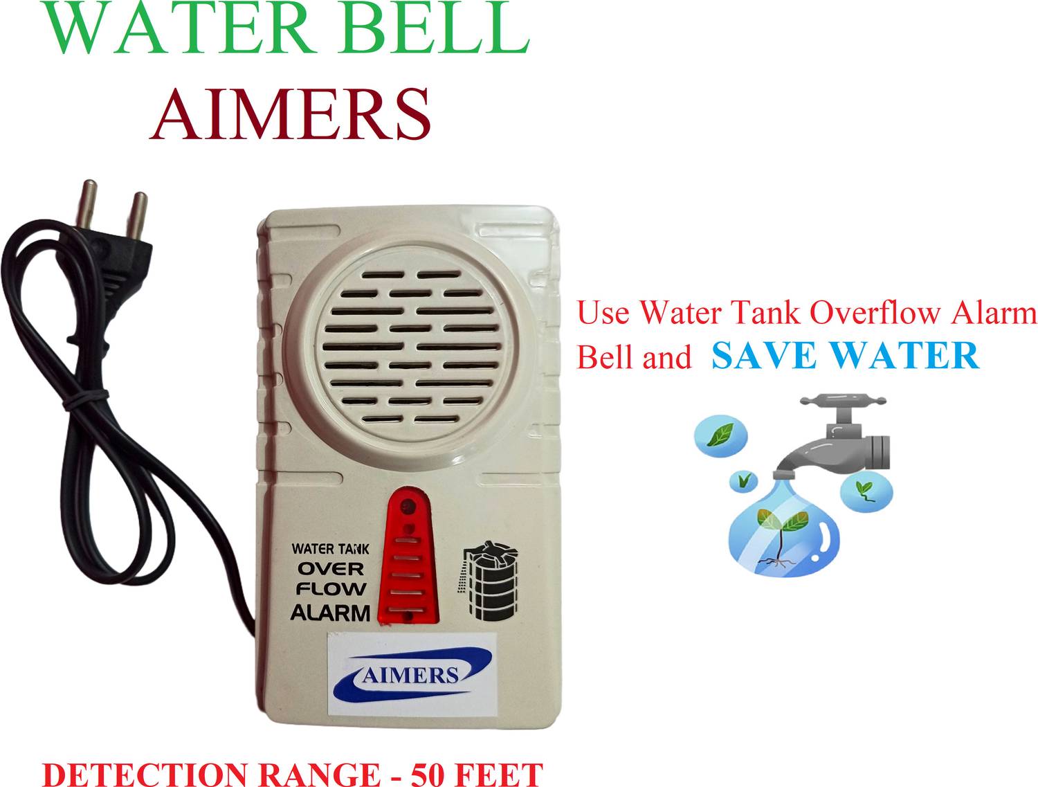 AIMERS Water Tank Overflow Alarm Bell/ Automatic Water Siren Bell- with Loud Sound Wired Door Chime