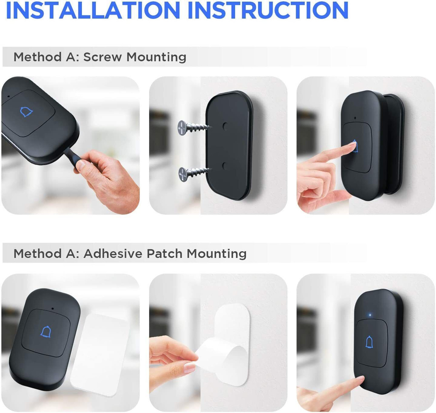 Image of himster Wireless Doorbell for Modern Home Door Chime 1 Transmitter & 2 Receivers Wireless Door Chime (56 Tunes)