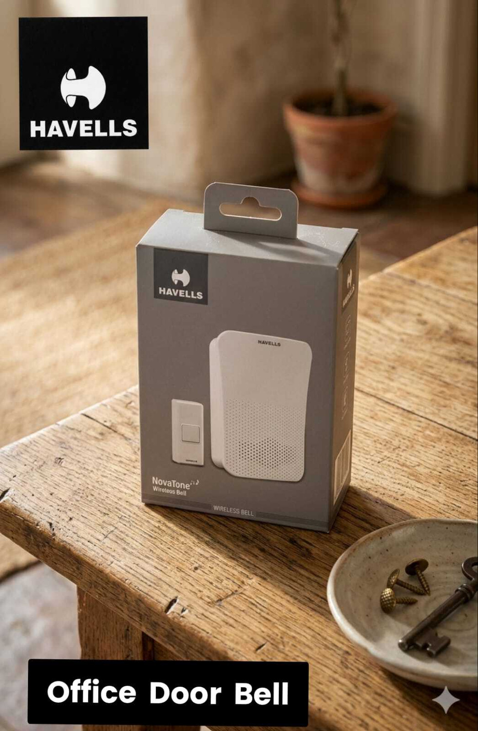 Image of HAVELLS NovaTone Wireless Door Chime ! 100% Cordless & Zero-Hassle Installation Wireless Door Chime
