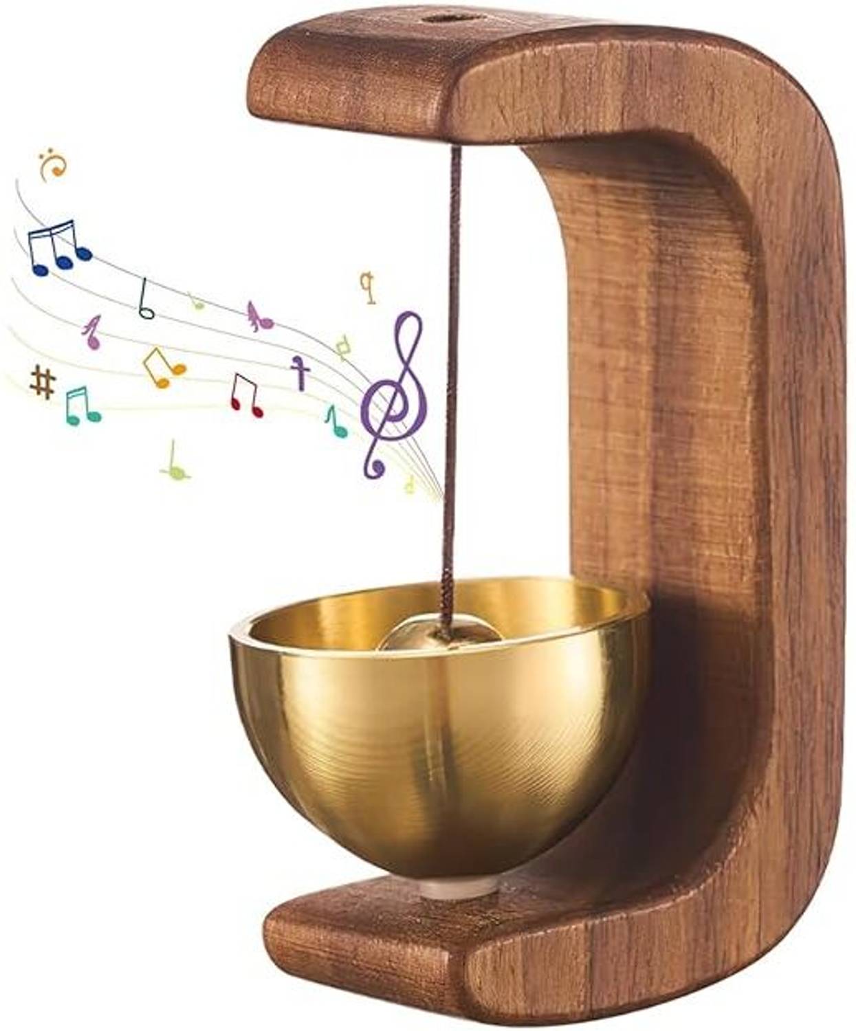 Plixl Wooden Brass Bell for Home Decor & Pooja Use Wireless Door Chime