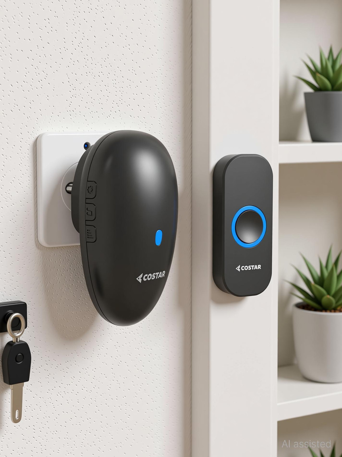 Image of Costar Door Chime With LED Light 150 Meter 500 Feet Operating Range, 5 Level Volume Wireless Door Chime
