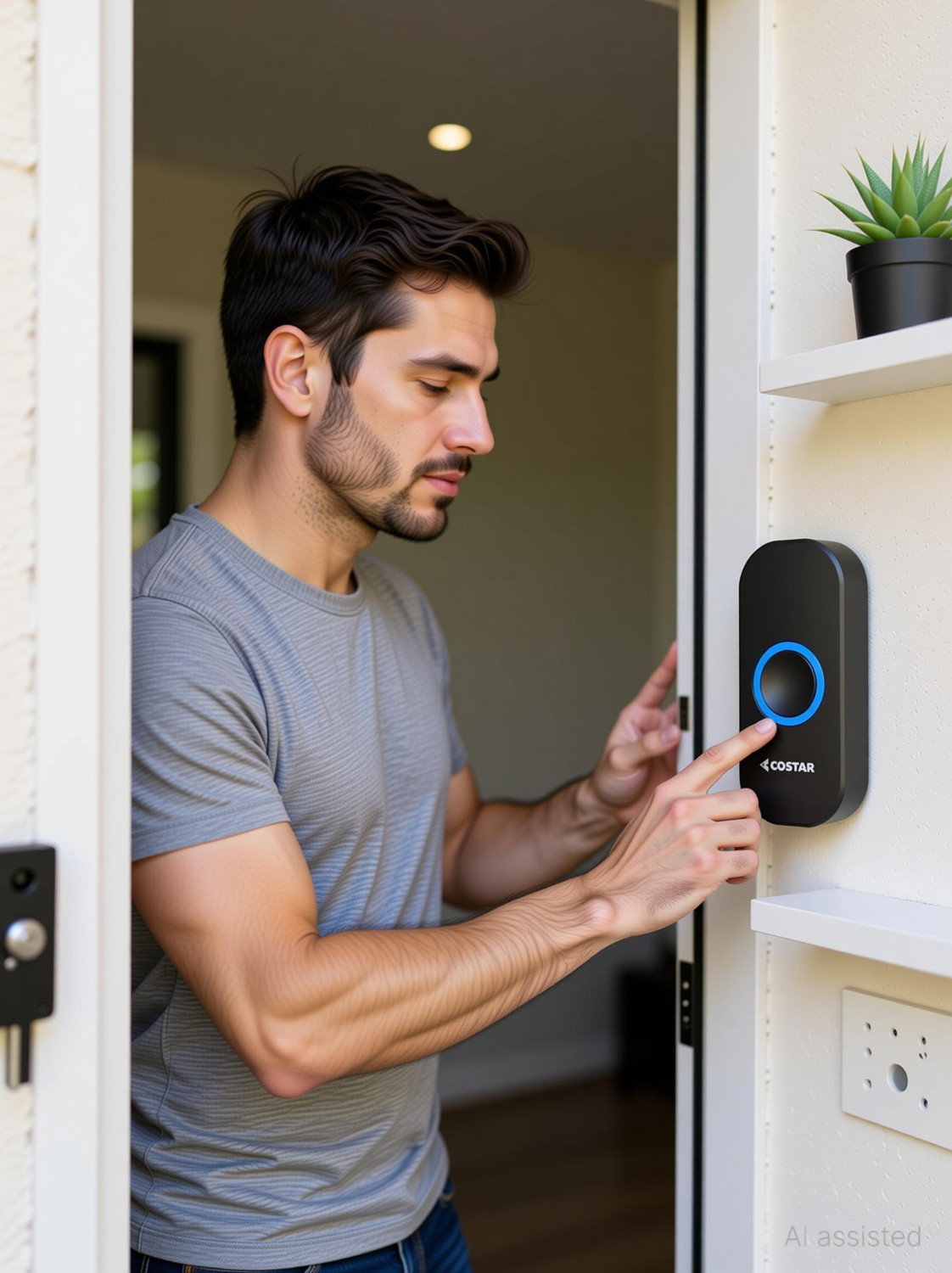 Image of Costar Door Chime With LED Light 150 Meter 500 Feet Operating Range, 5 Level Volume Wireless Door Chime